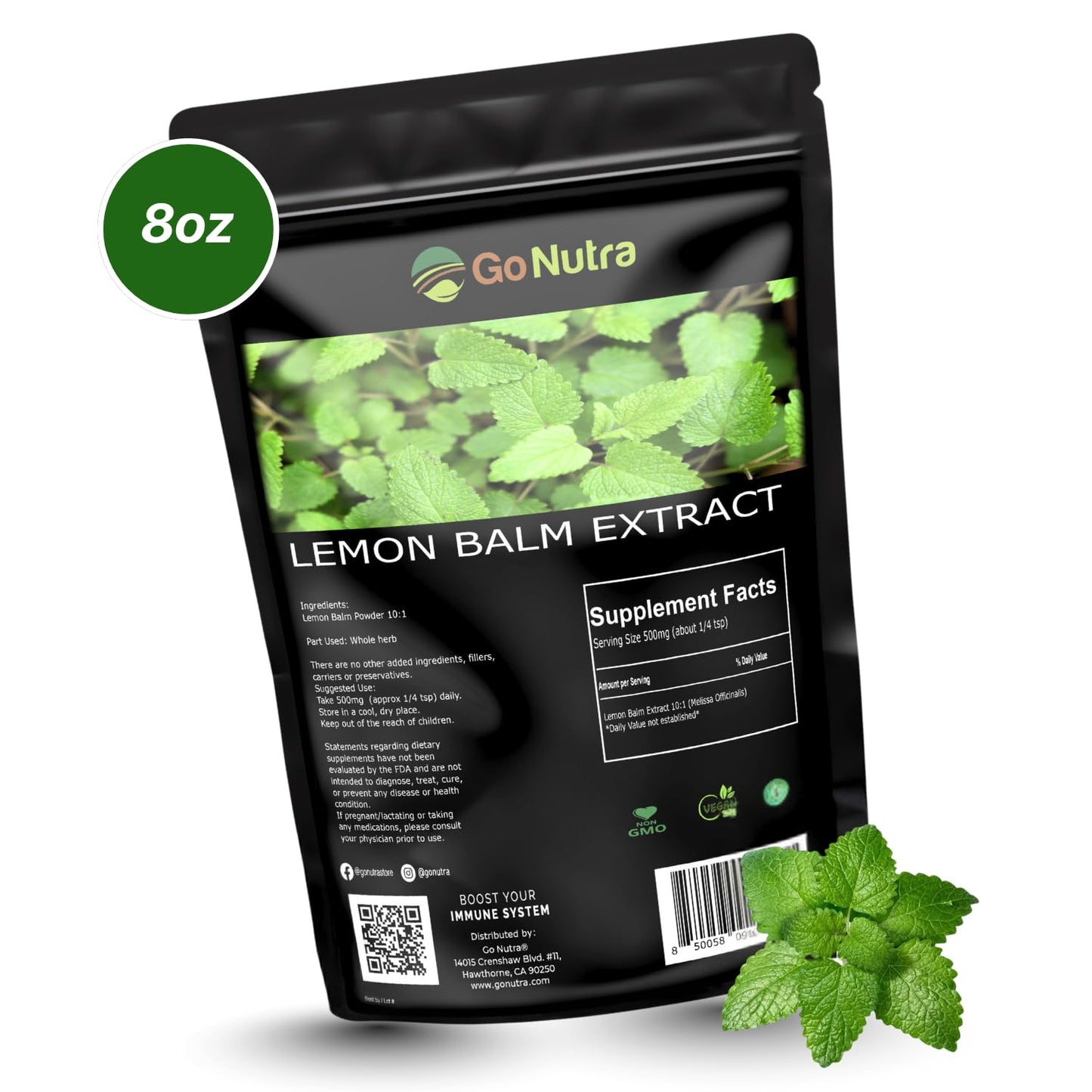 Go Nutra Lemon Balm Extract Powder 8 Ounce