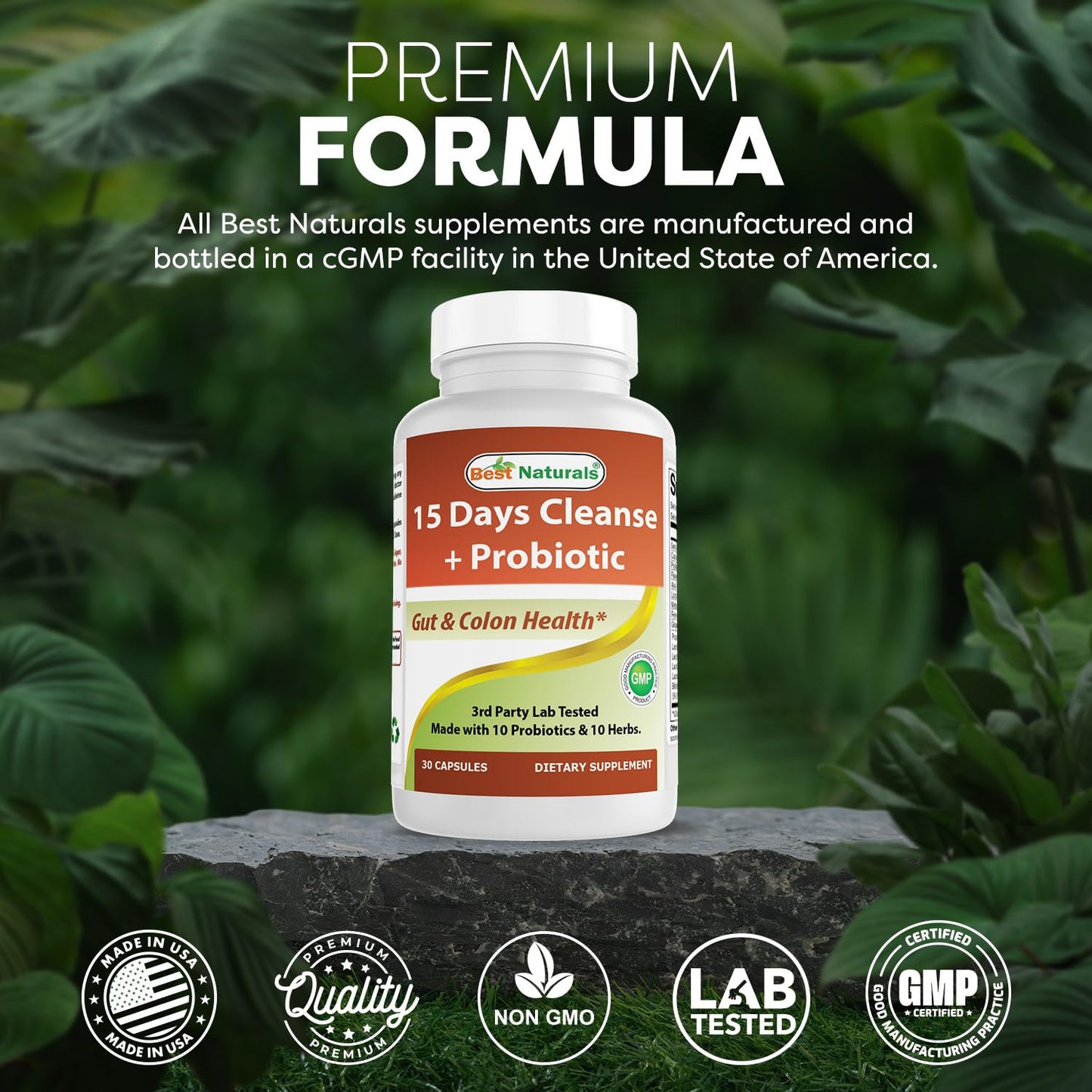 Best Naturals 15 Day Gut & Colon Cleanse + Probiotics for Women & Men with Senna, Cascara Sagrada & Psyllium Husk Capsules 30