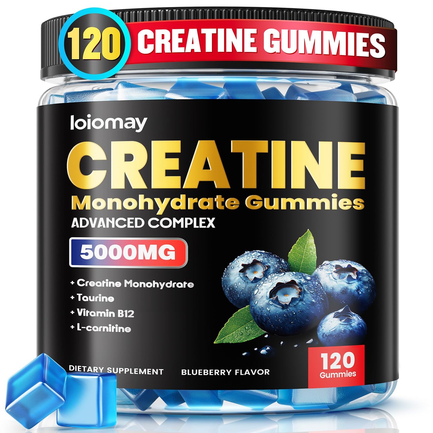 Loiomay Creatine Monohydrate Gummies 120 Count