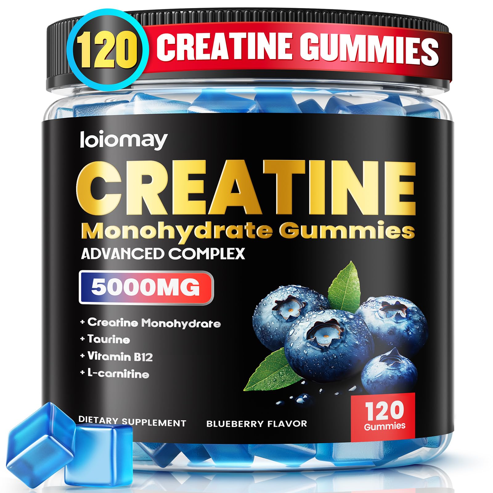 Loiomay Creatine Monohydrate Gummies 120 Count