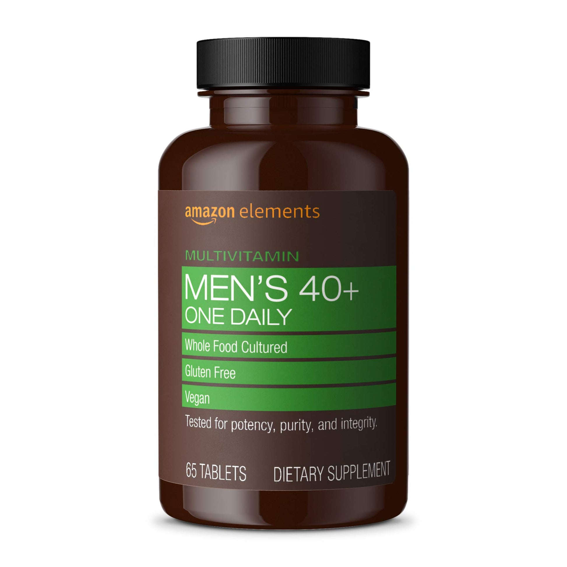 Amazon Elements Men's 40+ One Daily Multivitamin, Vegan Tablets, 65 Count