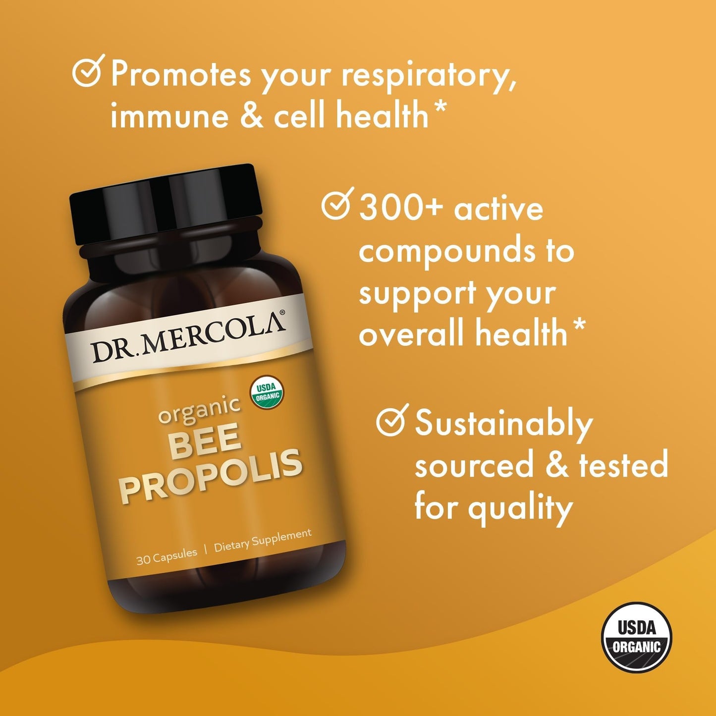Dr. Mercola Organic Bee Propolis Capsules 30 Count