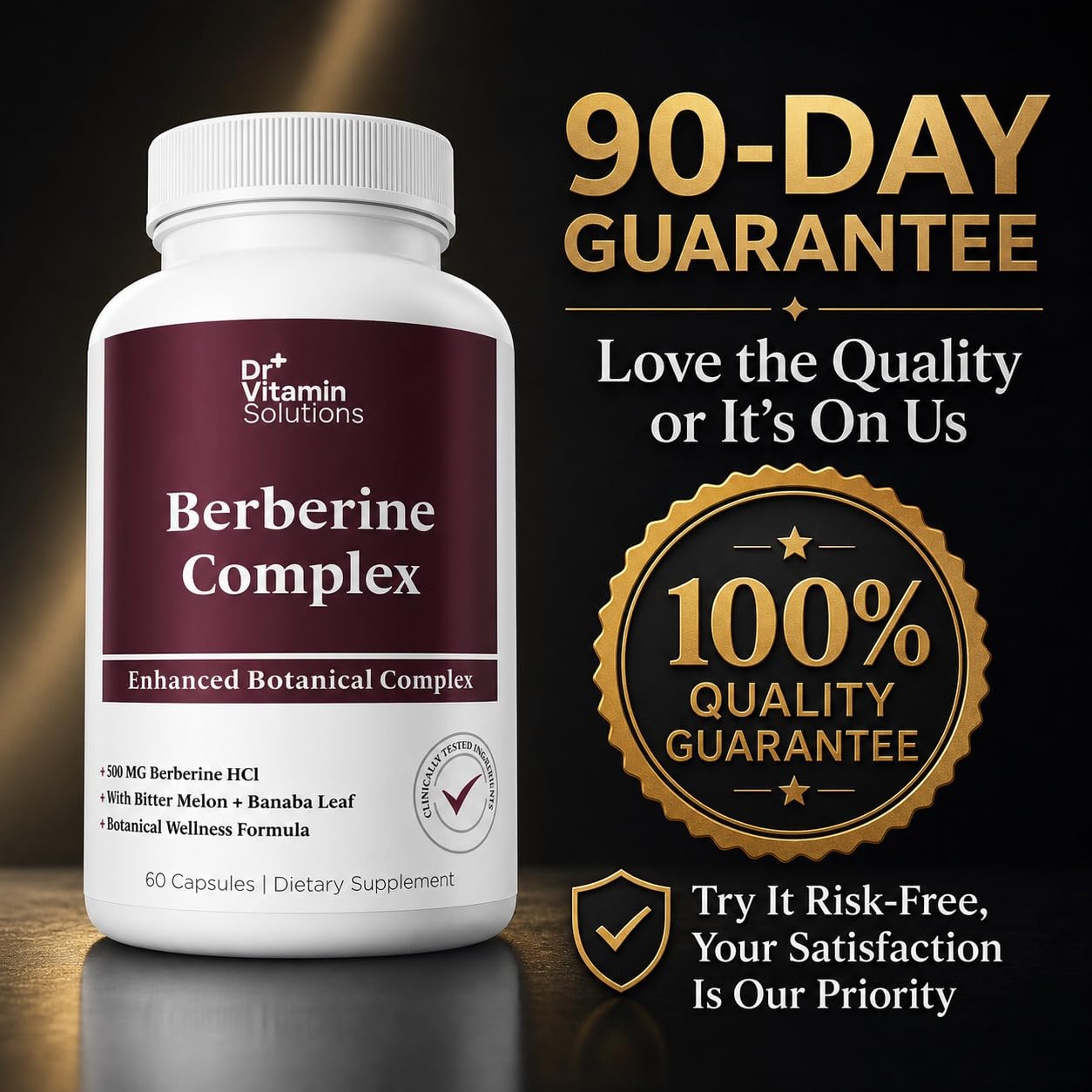 DR VITAMIN SOLUTIONS Berberine HCl 500mg Supplement with Bitter Melon and Banaba Leaf Extract 60 Capsules