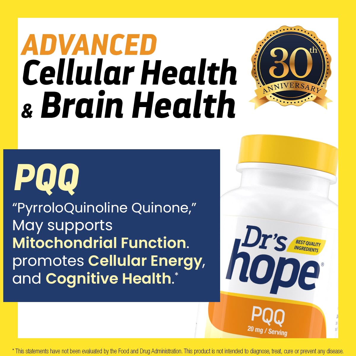 Dr’s Hope Pyrroloquinoline Quinone Supplement 20 mg Capsule, 30 Count