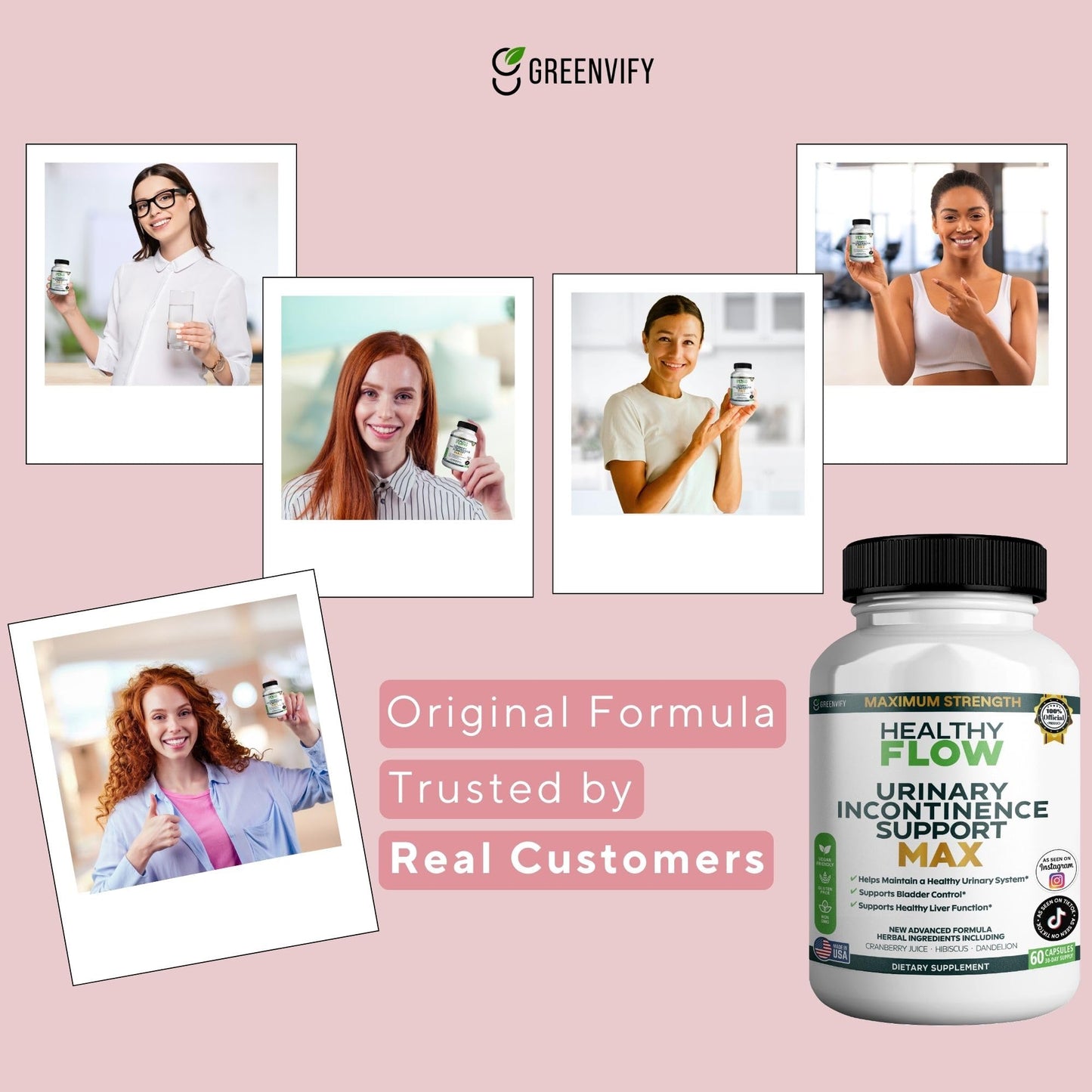 GREENVIFY Healthy Flow Urinary Incontinence Support Max Capsule 60 Count