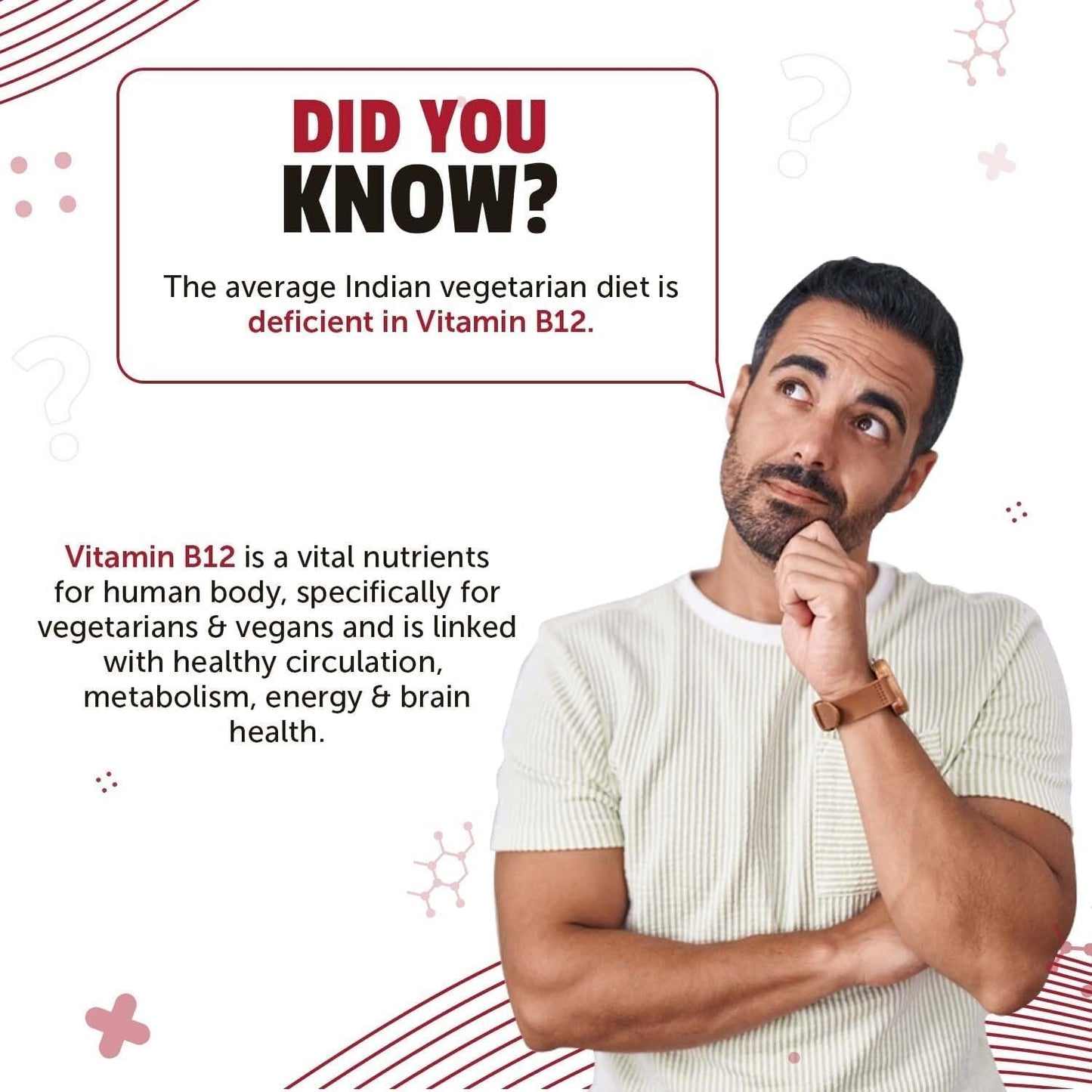 Generic Plant-Based True B12 Supplements for Men & Women with Myo-inositol, Folic Acid & Spirulina 60 Tablets