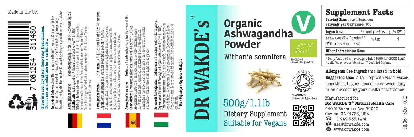 DR WAKDE's Organic Ashwagandha Powder 8000 Ounce
