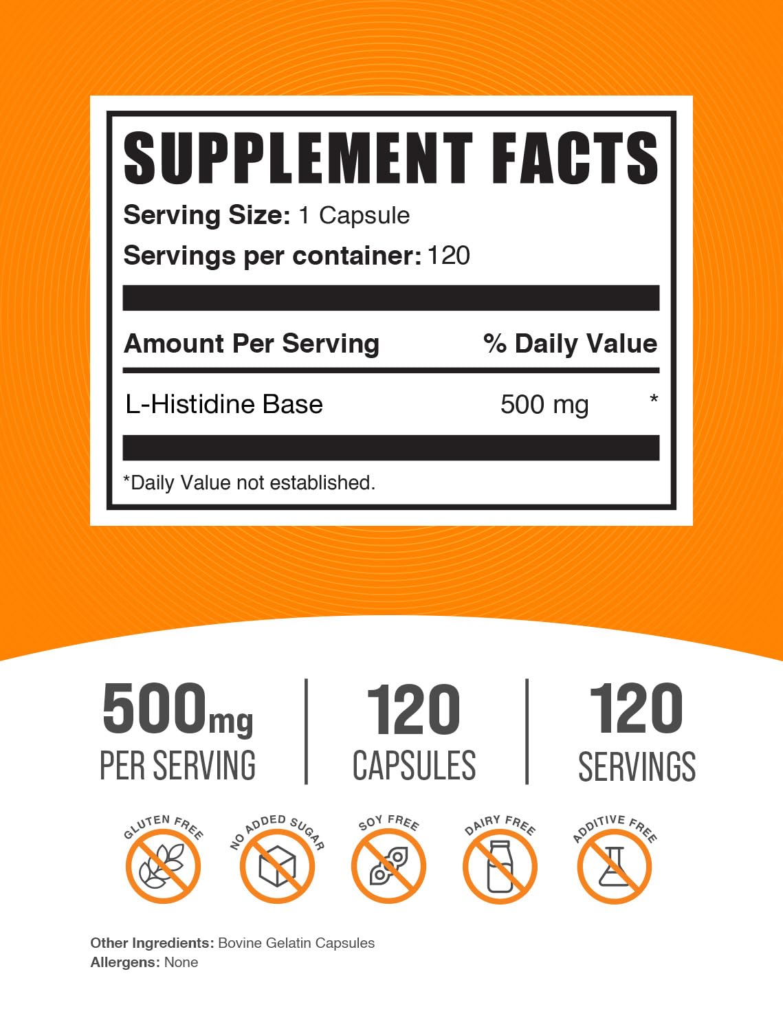 BulkSupplements L-Histidine Capsules 240 Capsules