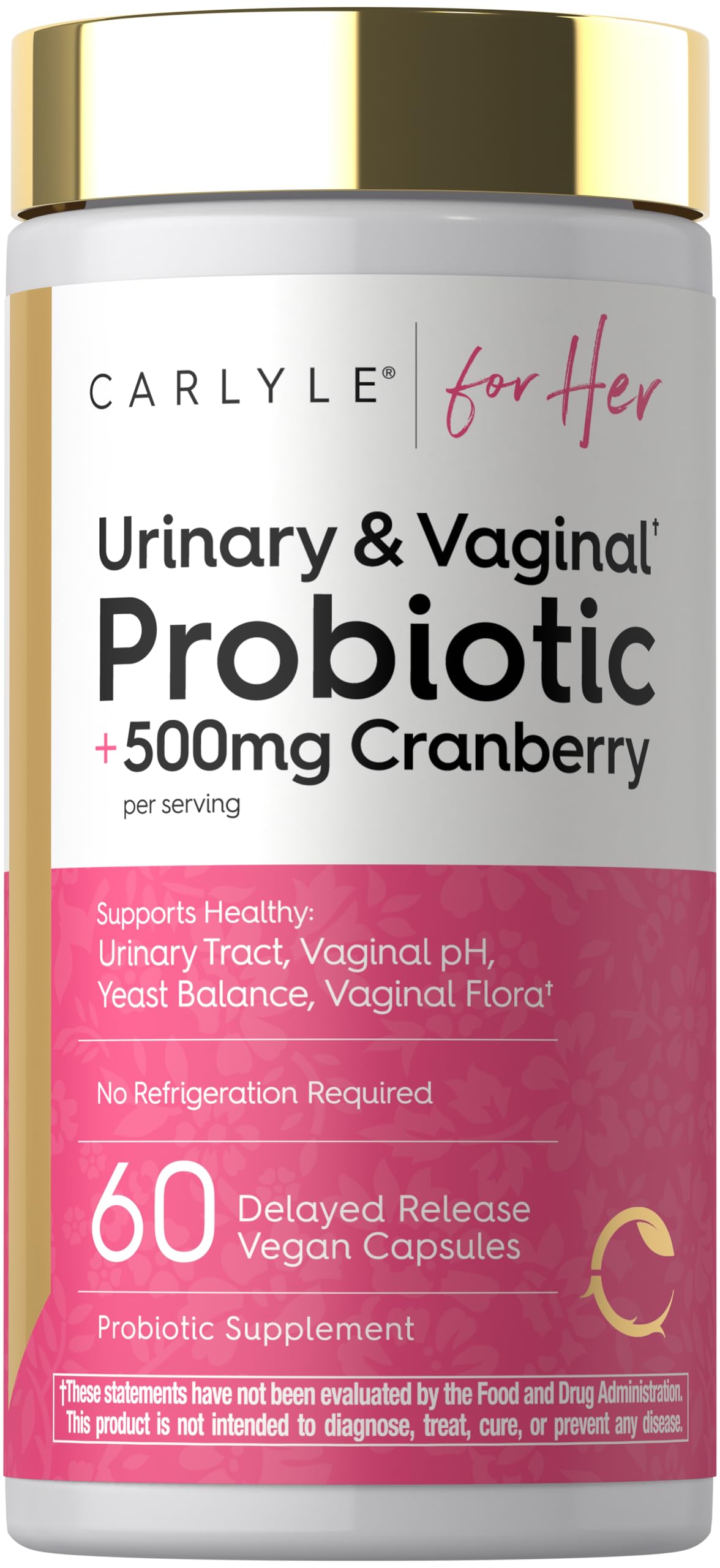 Carlyle Urinary and Vaginal Probiotic for Women Capsules, 60 Count