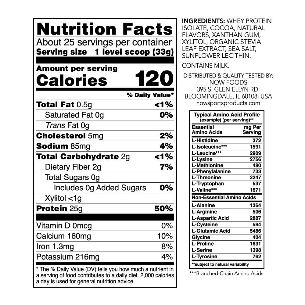 NOW Foods Whey Isolate Powder Chocolate, 1 Count