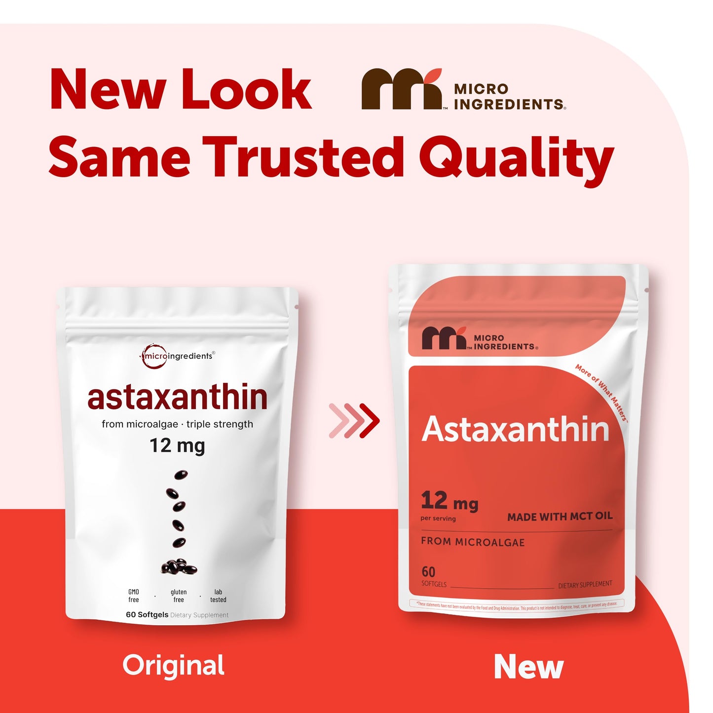 Micro Ingredients Astaxanthin 12mg with MCT Oil Softgels, 60 Softgels