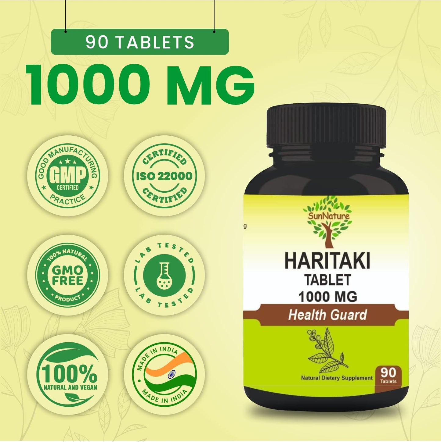 SunNature Haritaki 90 Tablets, 1000 mg