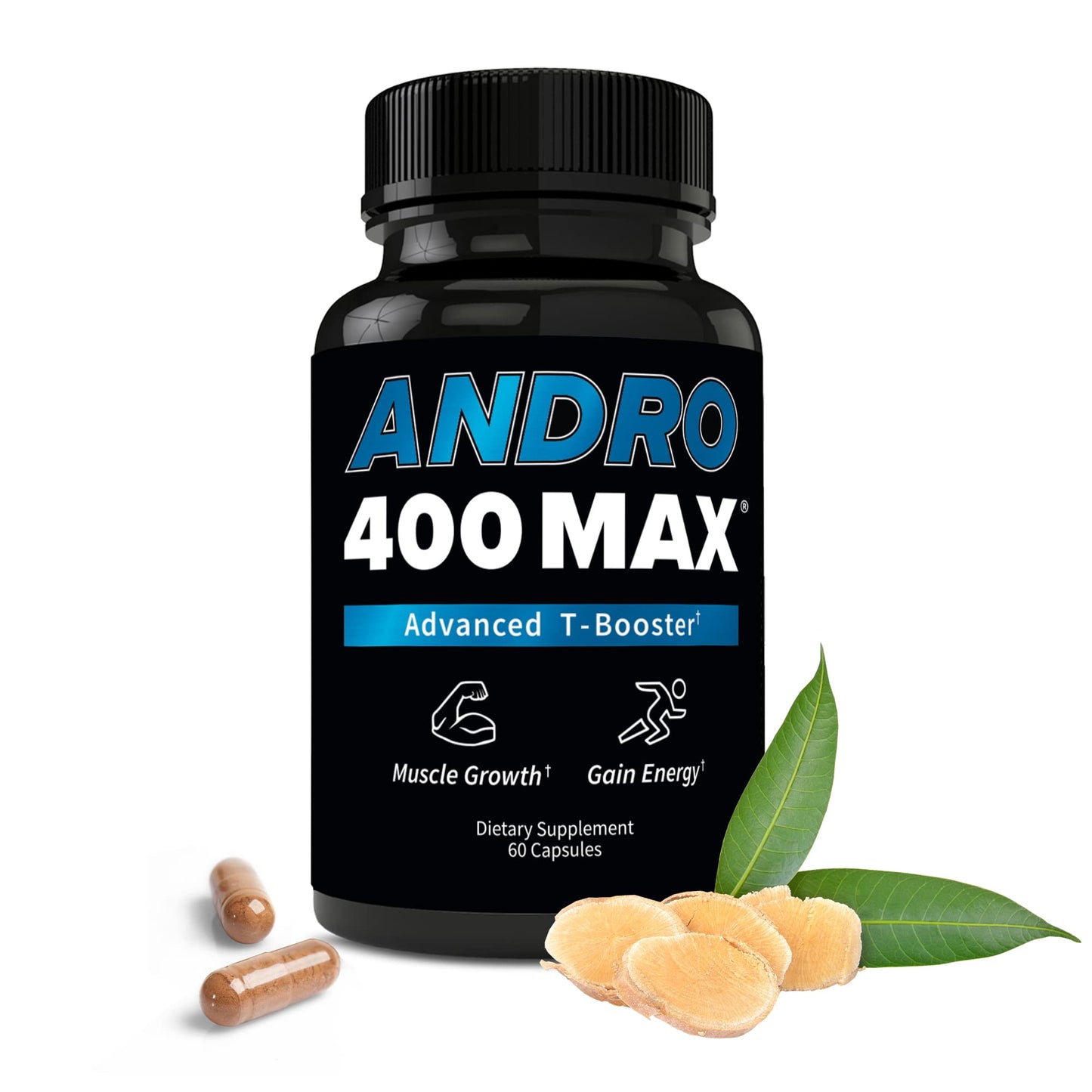 Andro400 Max Advanced T-Support & Nitric Oxide Booster Tongkat Ali with L-Arginine & L-Citrulline Capsules, 60 Count