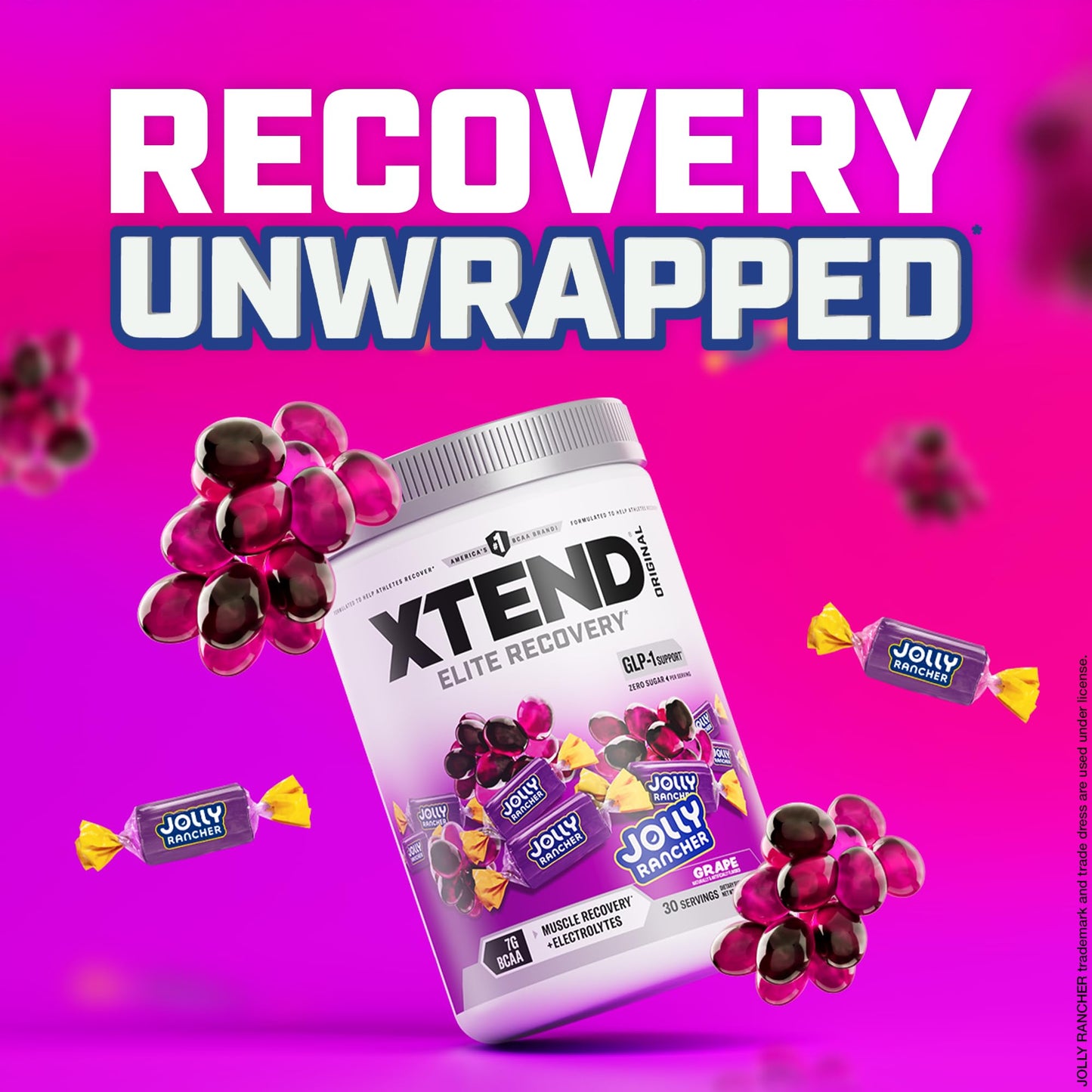 Xtend Original BCAA Powder with Zero Sugar, 14.8 oz, Grape