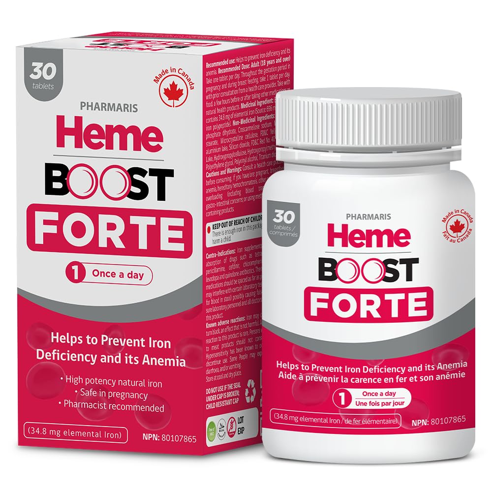 HEME BOOST Hemeboost Forte 34.8 mg (696 mg Heme Iron Pills) High Potency Iron Supplement, 30 Tablets