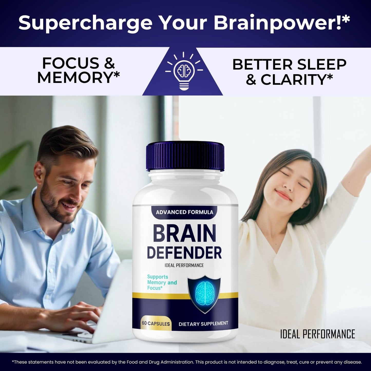 IDEAL PERFORMANCE Brain Defender Supplement Capsule 120 Count