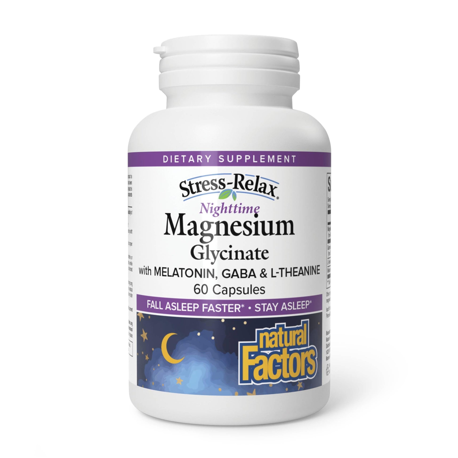 Natural Factors Stress-Relax Nighttime Magnesium Glycinate Capsules, 60 Count