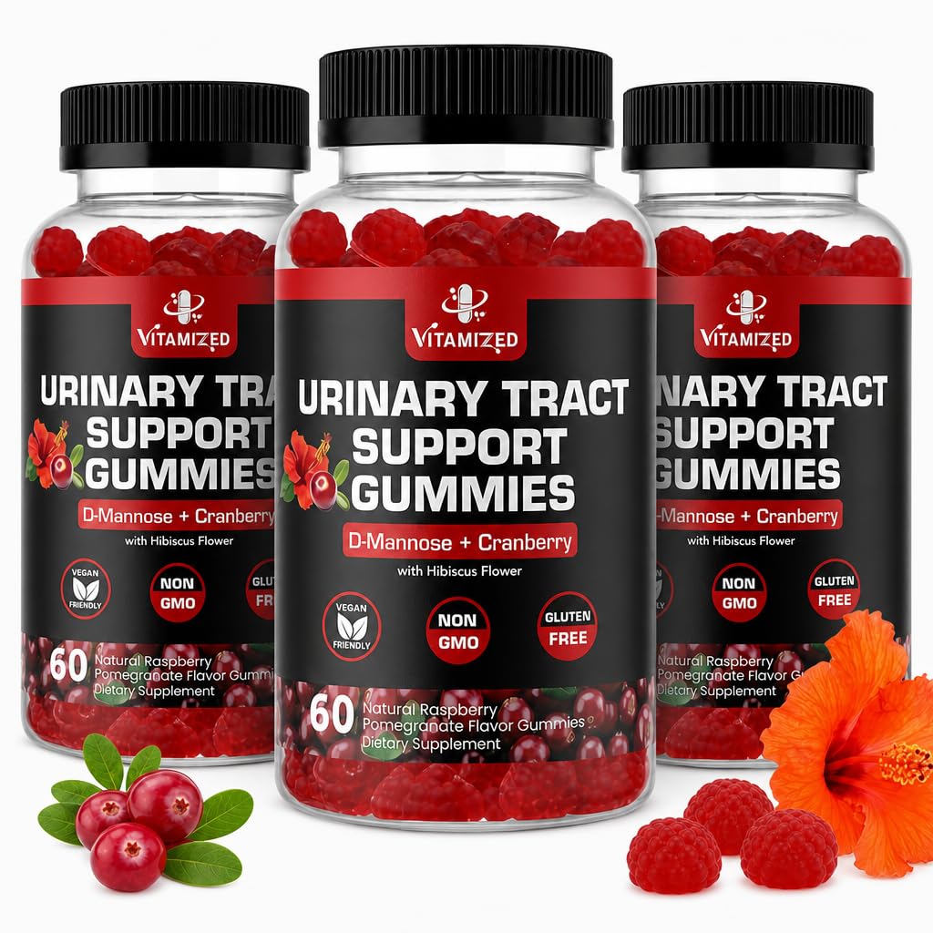 VITAMIZED Cranberry Gummies with D-Mannose Urinary Flush with Hibiscus Powder, 180 Count