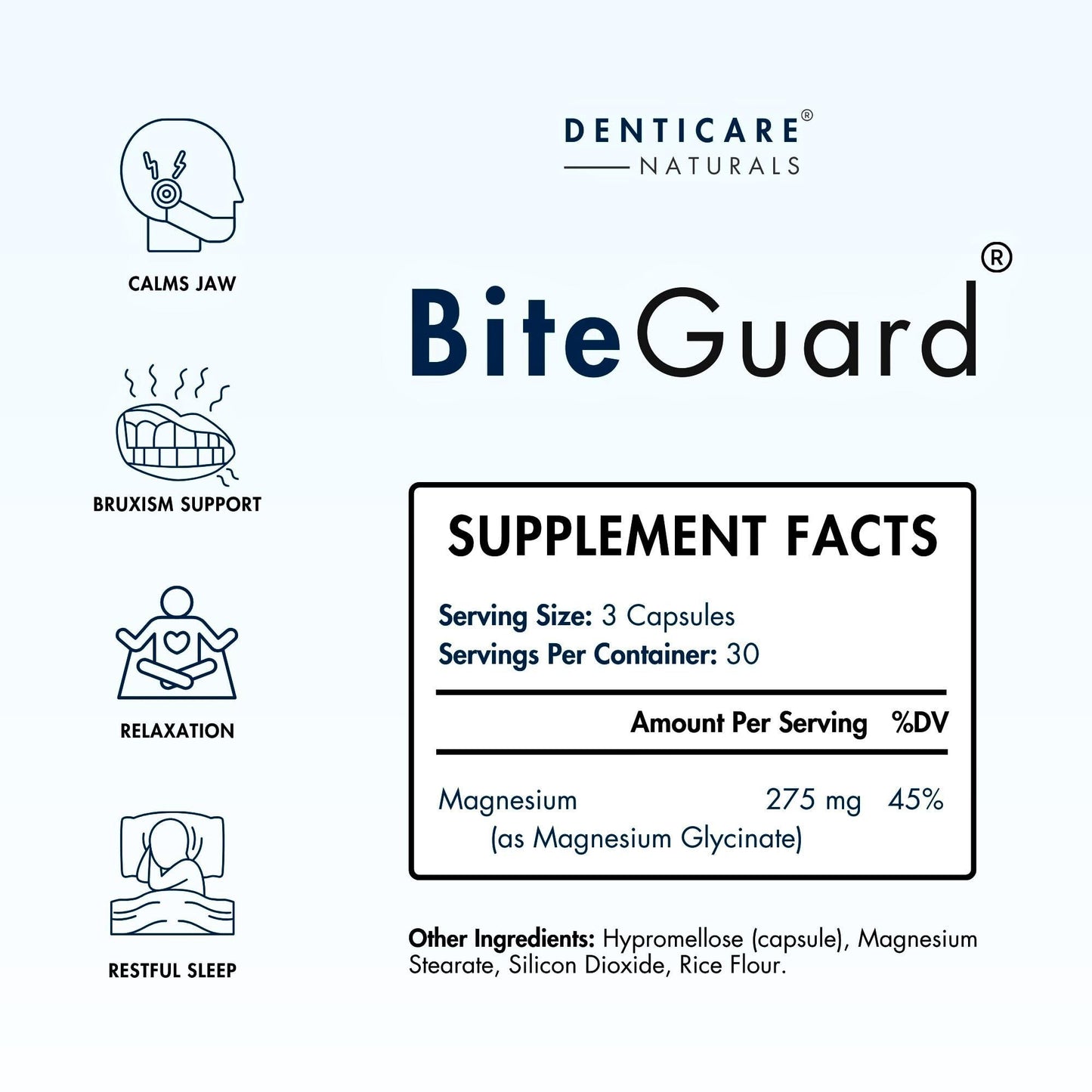 Denticare Naturals Bite-Guard for Teeth Grinding & Clenching with Magnesium, 90 Capsules