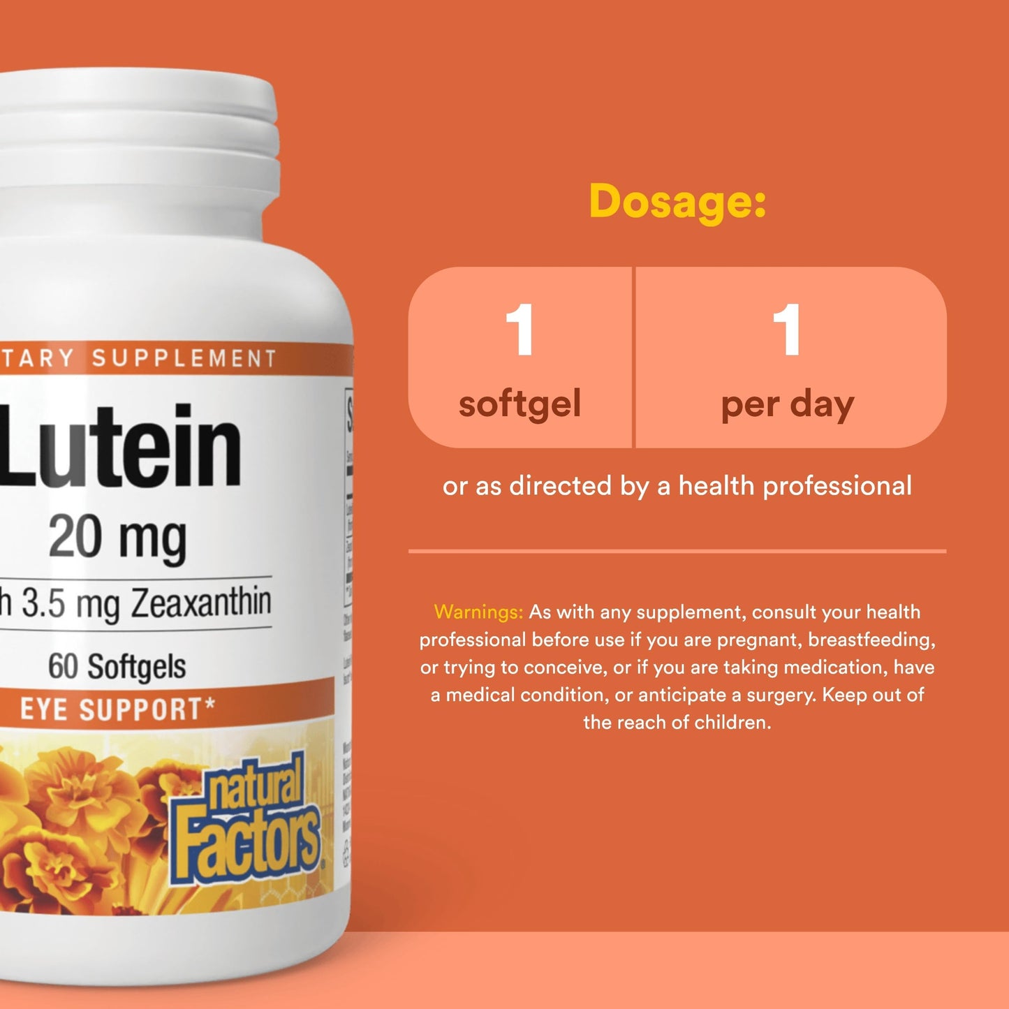 Natural Factors Lutein 20mg Softgels 60 Count