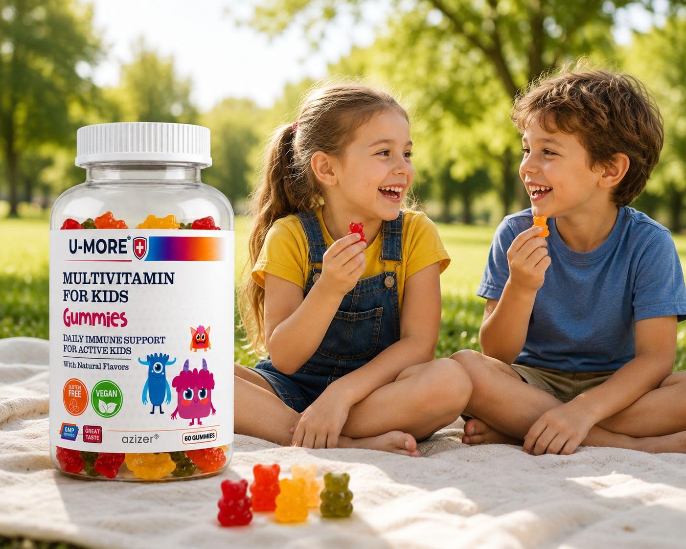 U-MORE Kids Multivitamin Gummies, 60 Gummies