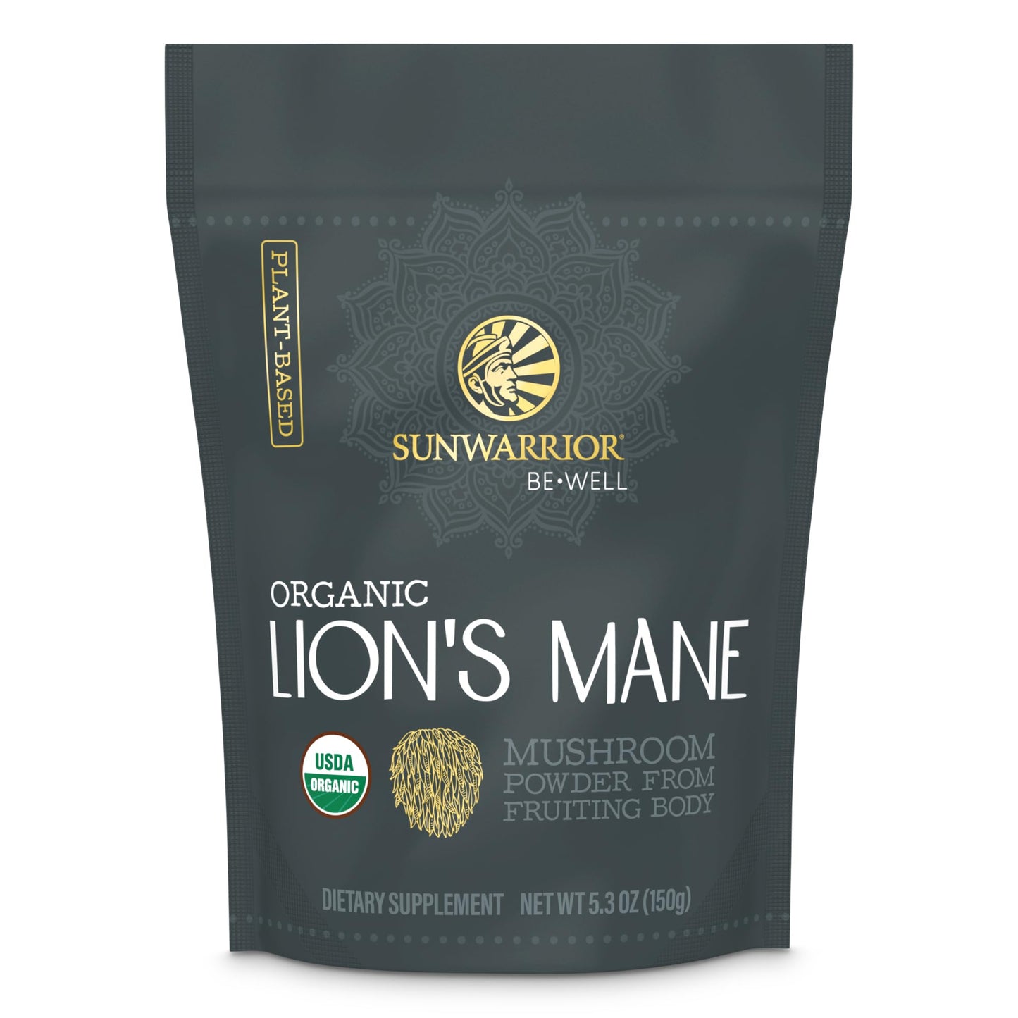 Sunwarrior Lions Mane Supplement Organic Mushroom Powder, 5.2911 oz