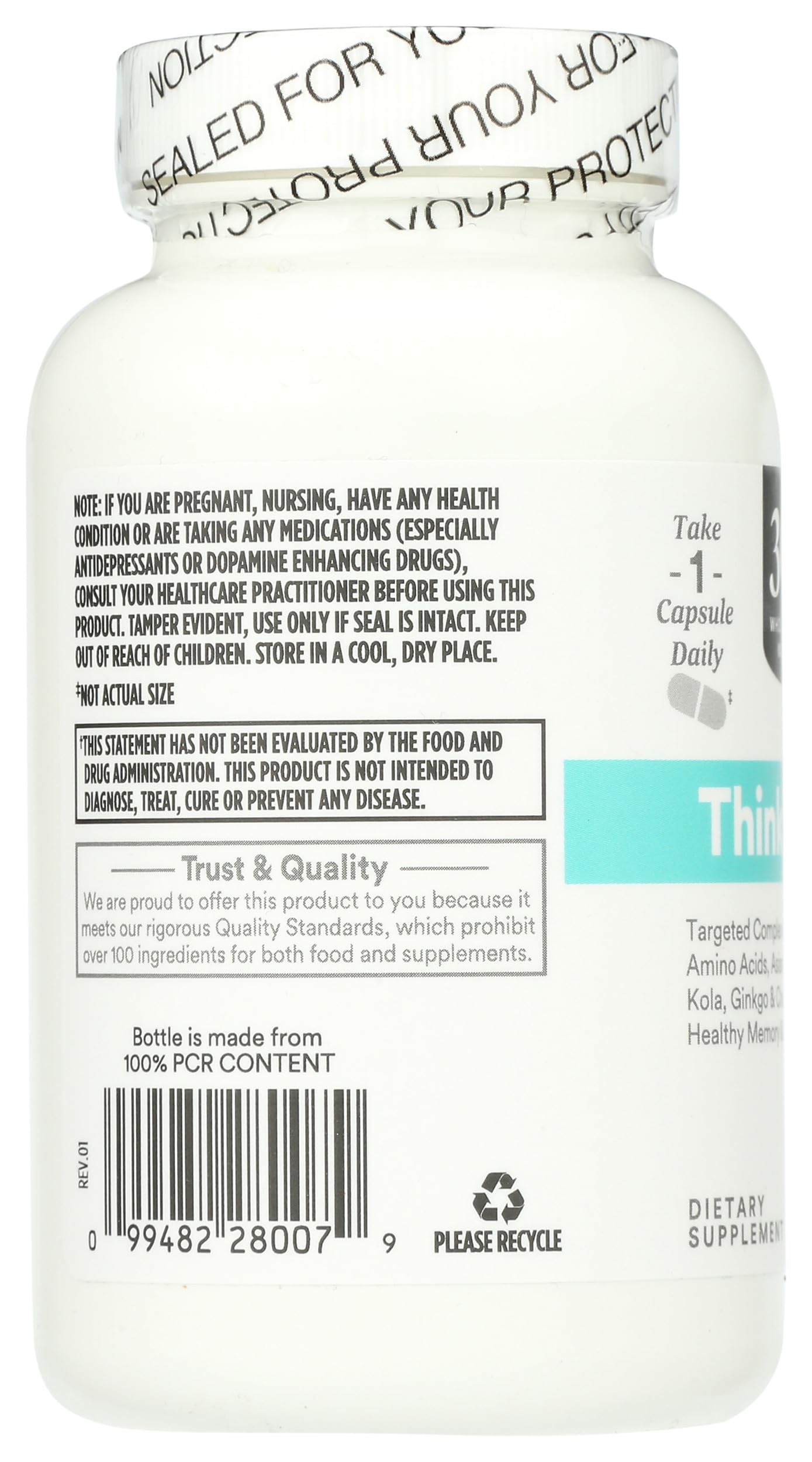 365 by Whole Foods Market Think Smart with B Vitamins, Amino Acids, Ginkgo, Asian Ginseng, Gotu Kola, & Choline Capsules 120