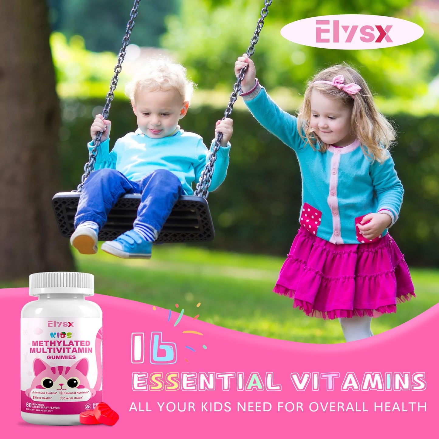 Elysx Kids Methylated Multivitamin Chewable Gummies 60 Count