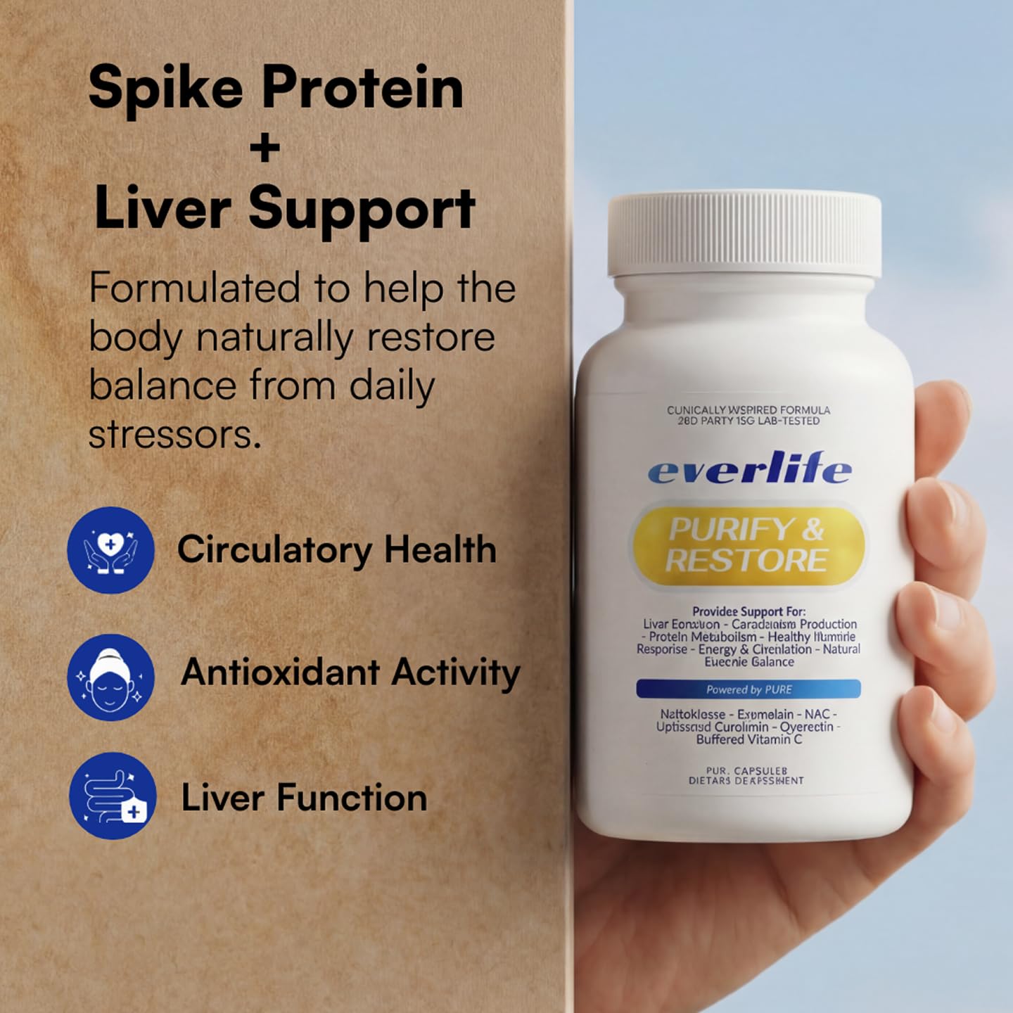 Everlife Spike Protein & Liver Detox Support Supplement Liposomal Curcumin with NAC, Quercetin, Bromelain & Buffered Vitamin C – Circulation, Antioxidant & Immune Support Blend, 150 Capsules