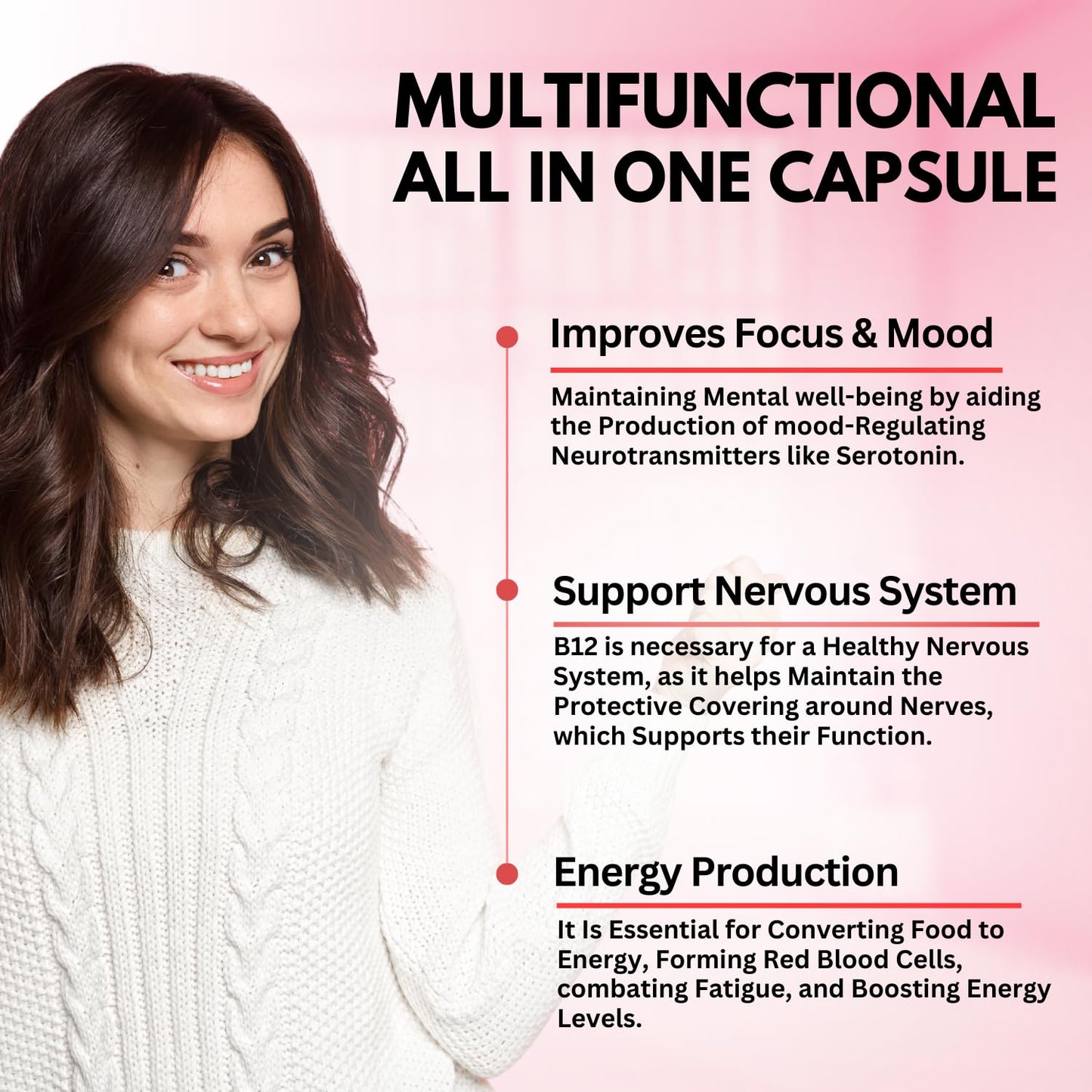 VITBOOST B12 Methylcobalamin with Hyaluronic Acid, Collagen, and Folate – 25000 mcg Supplement Enhance Absorption & Boost Energy, 120 Capsules