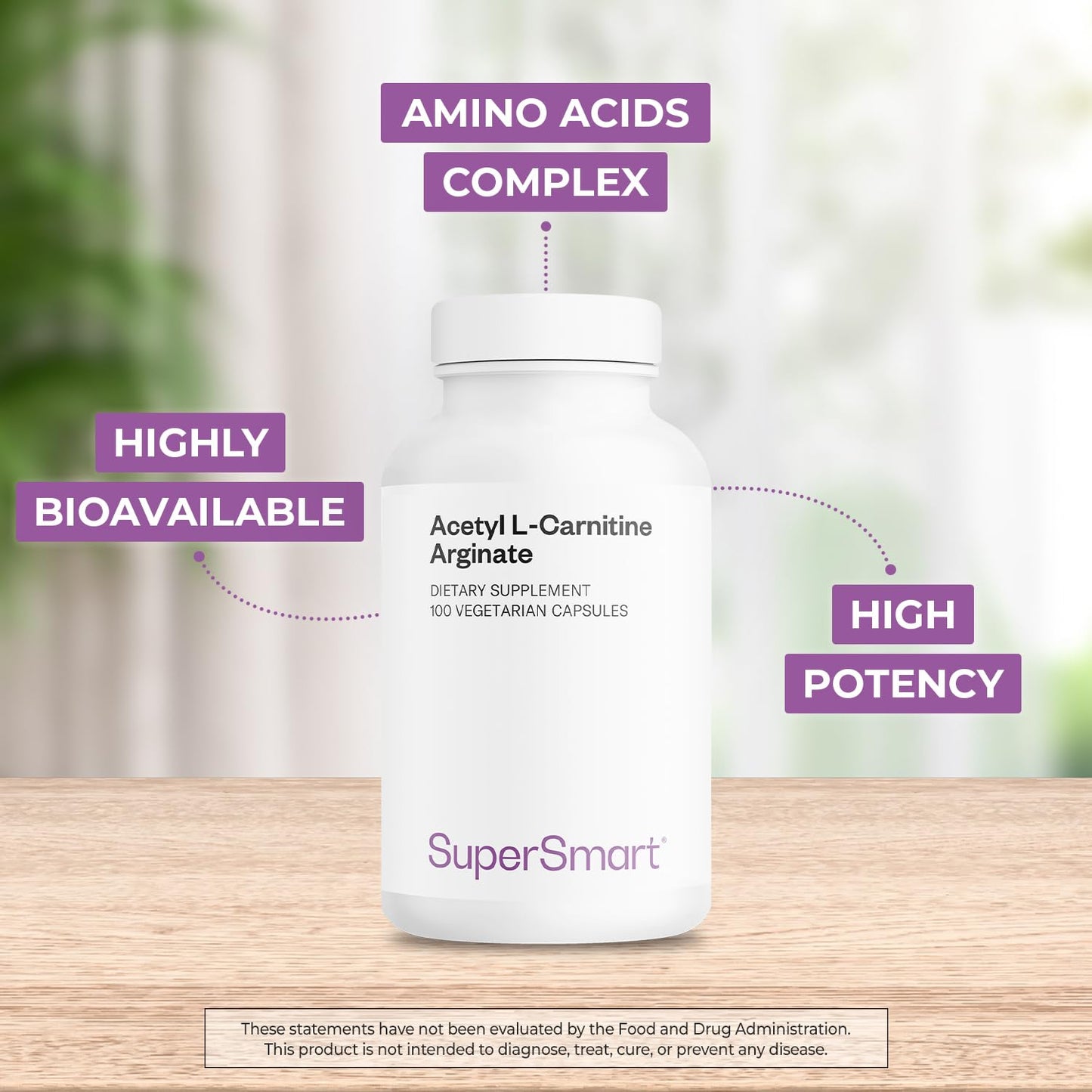 Supersmart Acetyl L Carnitine Arginate 1000 mg Per Day Capsules, 120 Capsules