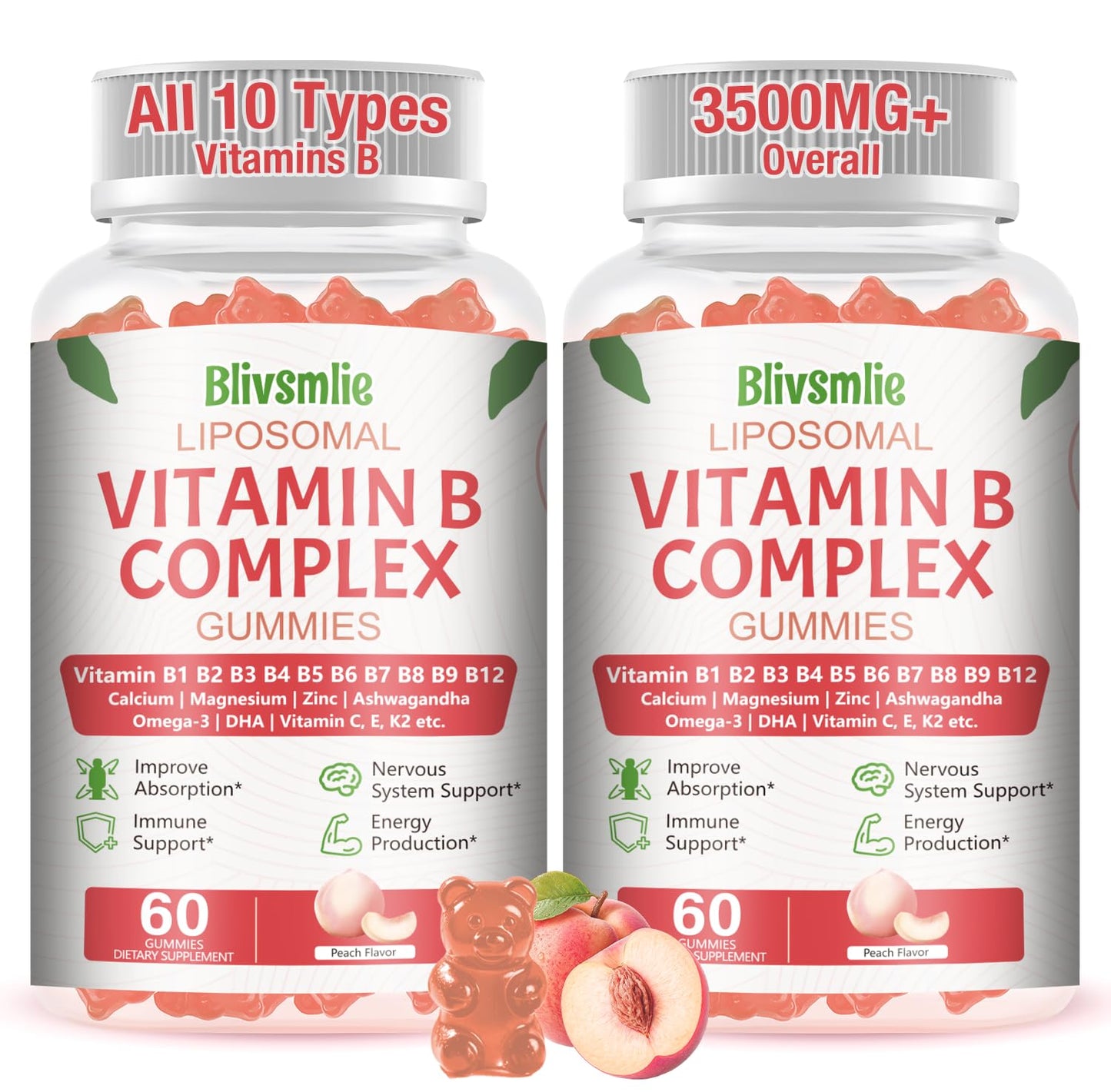 Blivsmlie 33-in-1 Liposomal Vitamin B Complex Gummies, 120 Gummies