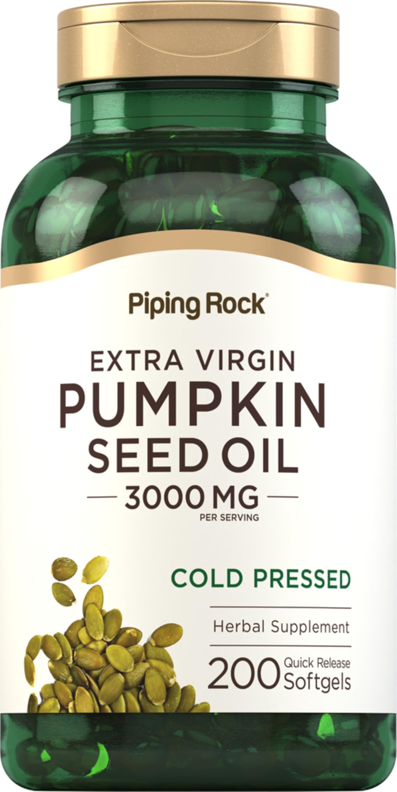 Piping Rock Pumpkin Seed Oil Softgel Capsules 200 Count