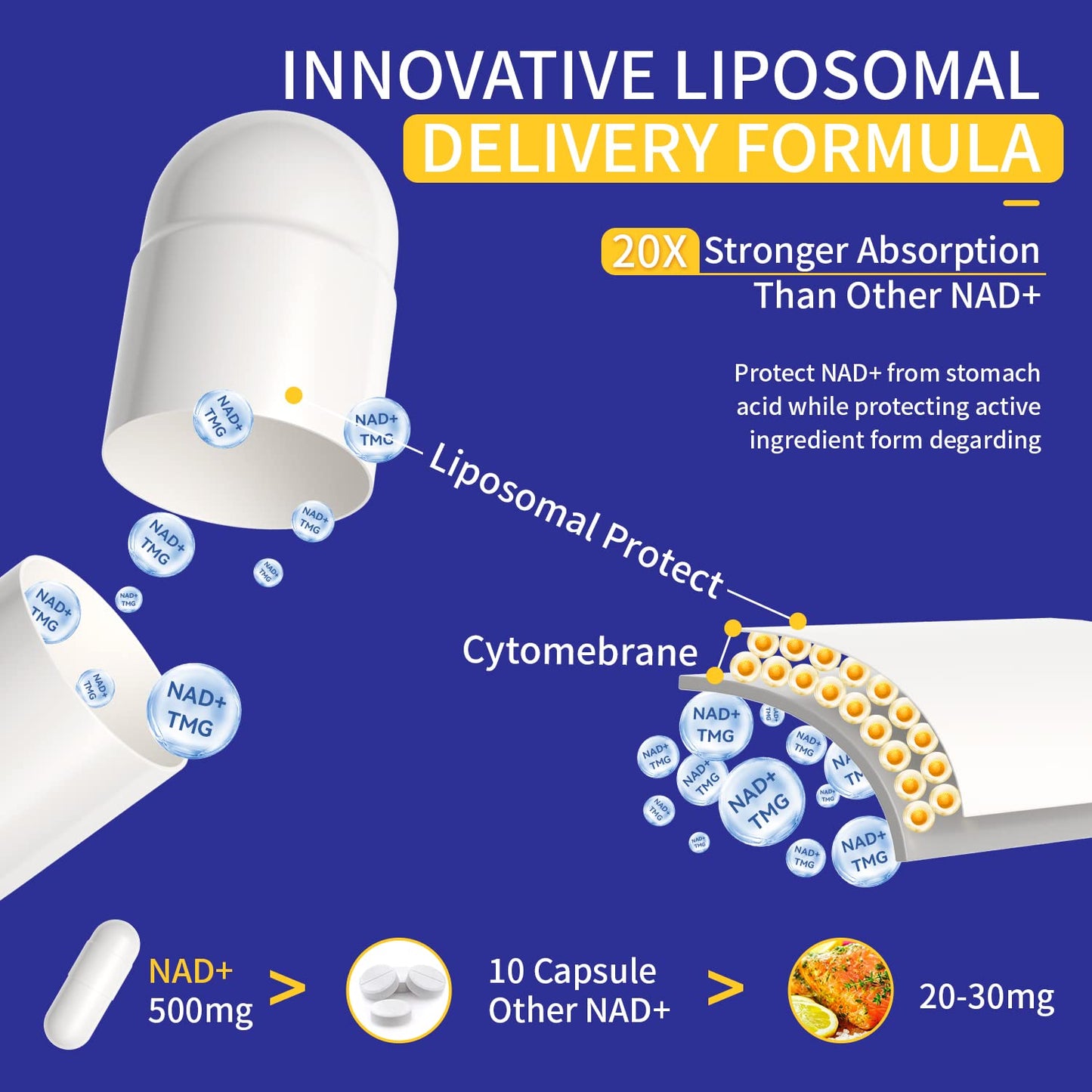 NICMIN Liposomal NAD+ 500mg with TMG 300mg Capsule, 60 Capsules