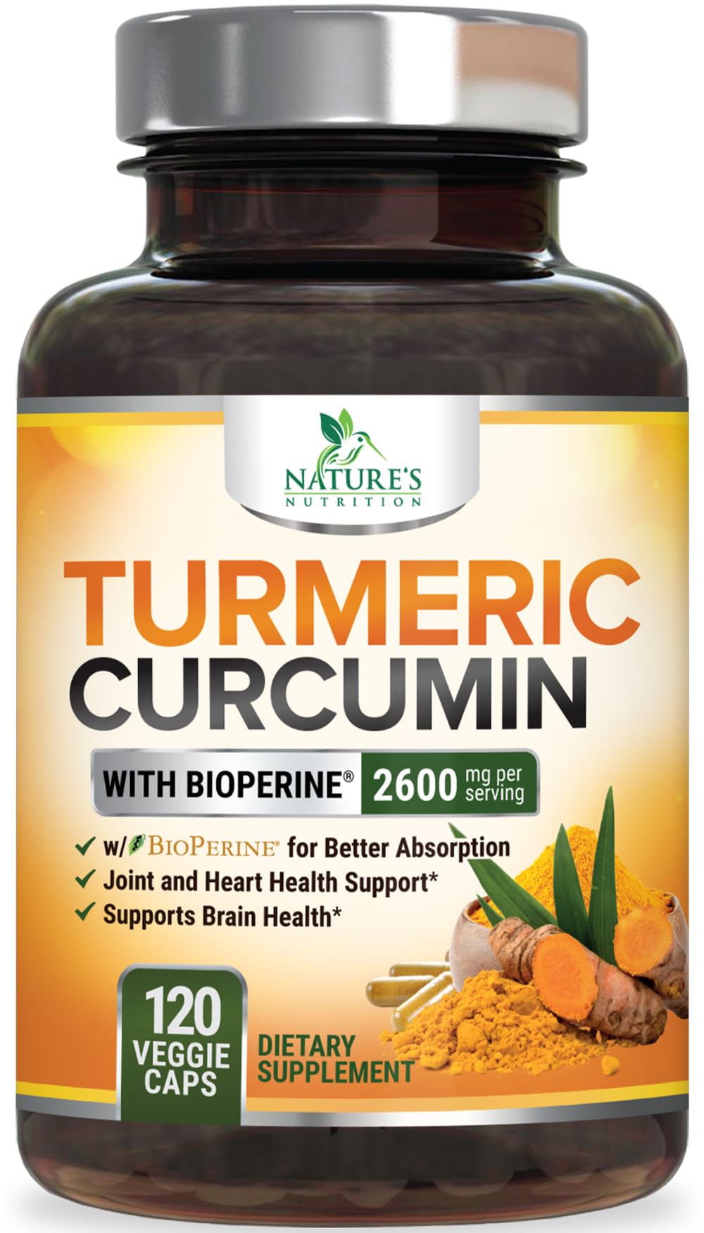 Nature's Nutrition Turmeric Curcumin Supplement Capsules 120