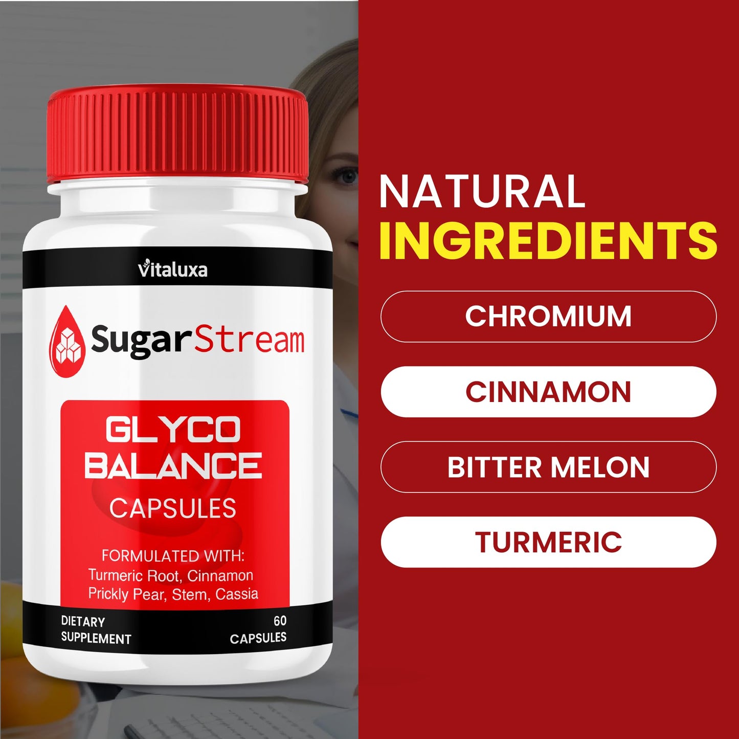 Vitaluxa SugarStream Balance Blood Health Support Capsule, 120 Capsules