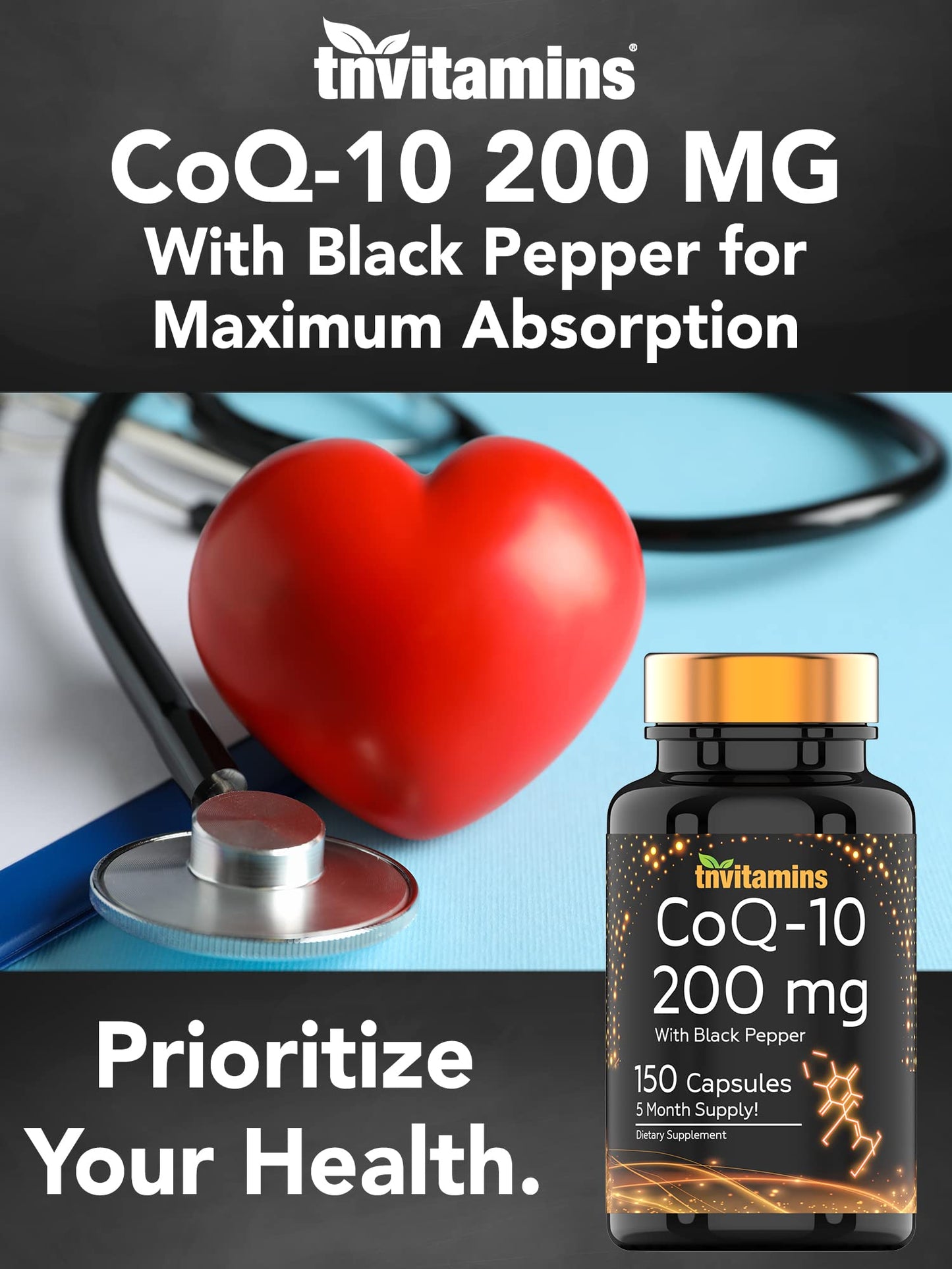 tnvitamins CoQ-10 200mg, 150 Capsules