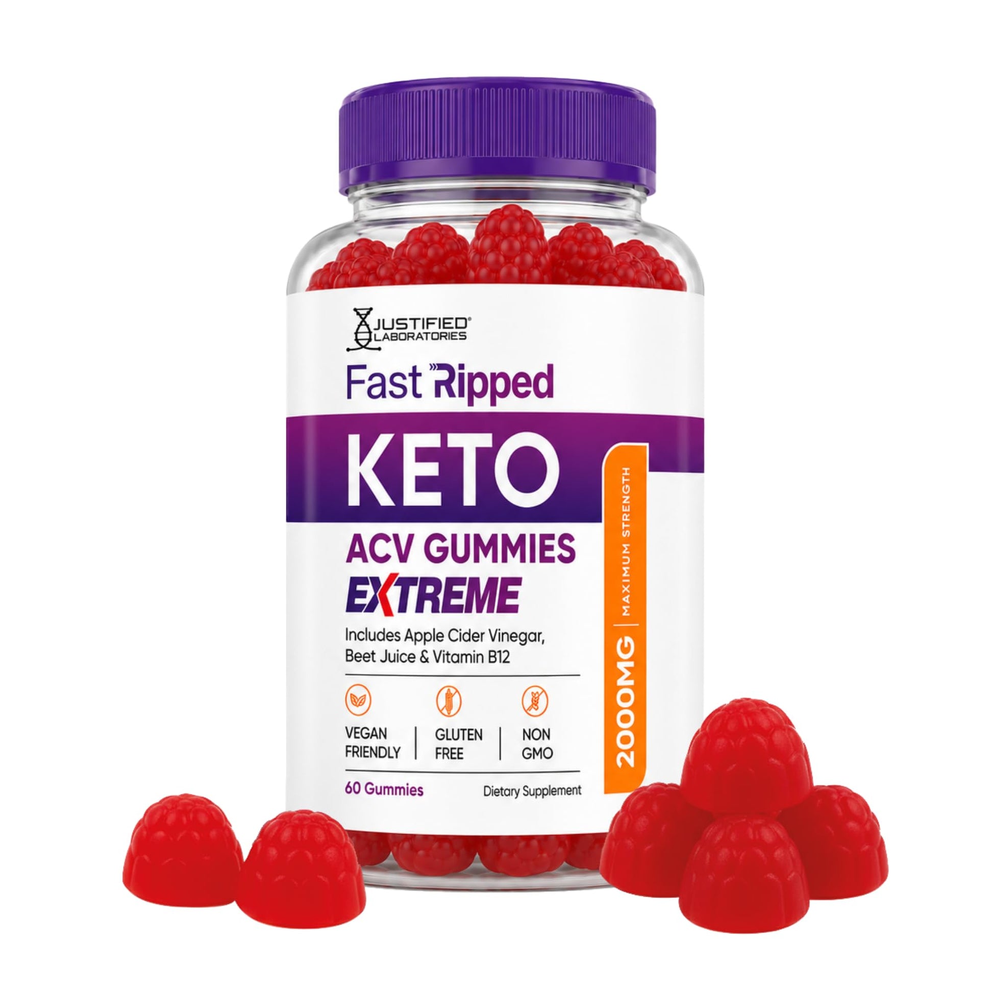 Justified Laboratories Fast Ripped Keto ACV Gummies Extreme (2000 mg) Gummy 60 Count