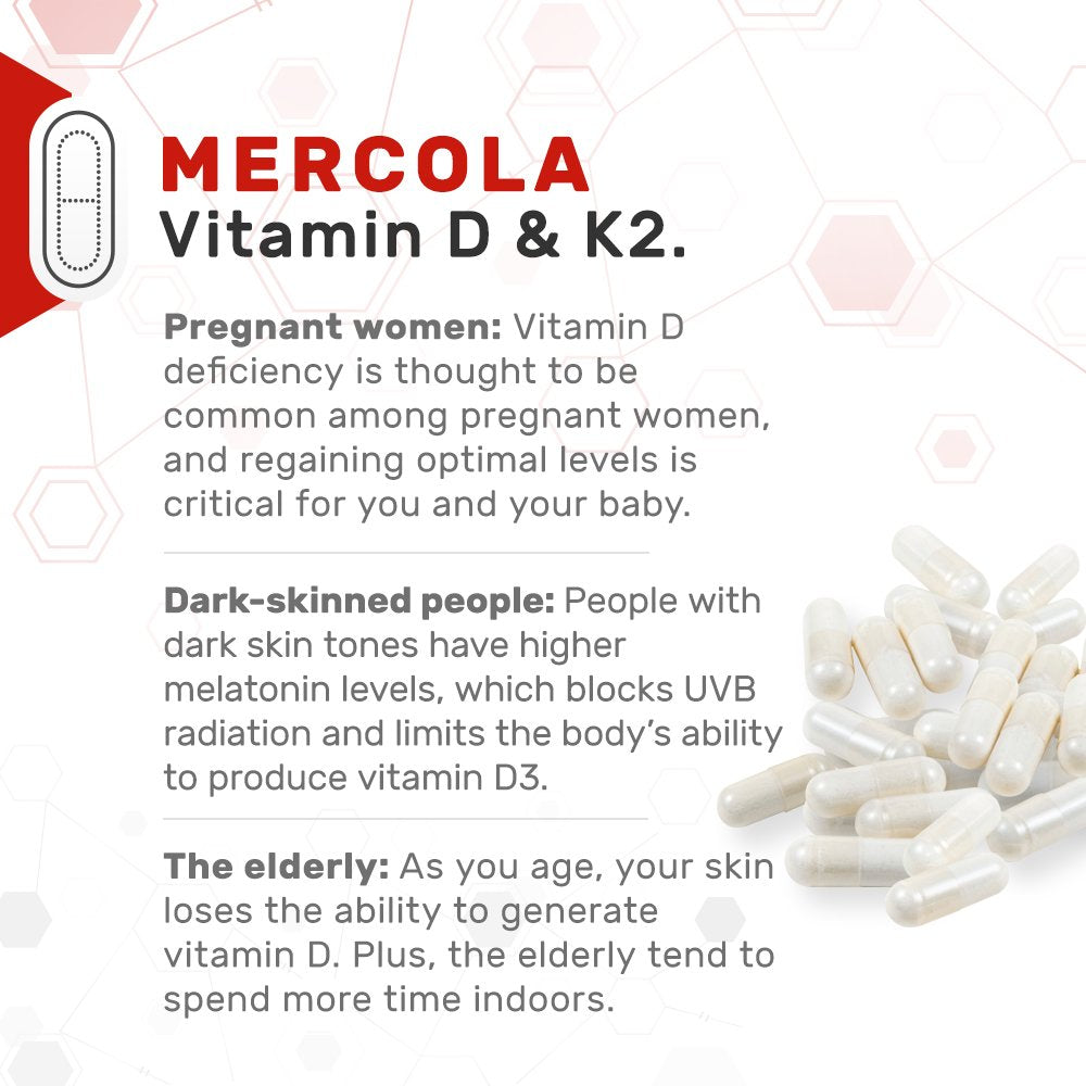 Dr. Mercola Vitamin D3 and K2 Supplement Capsule, 30 Capsules