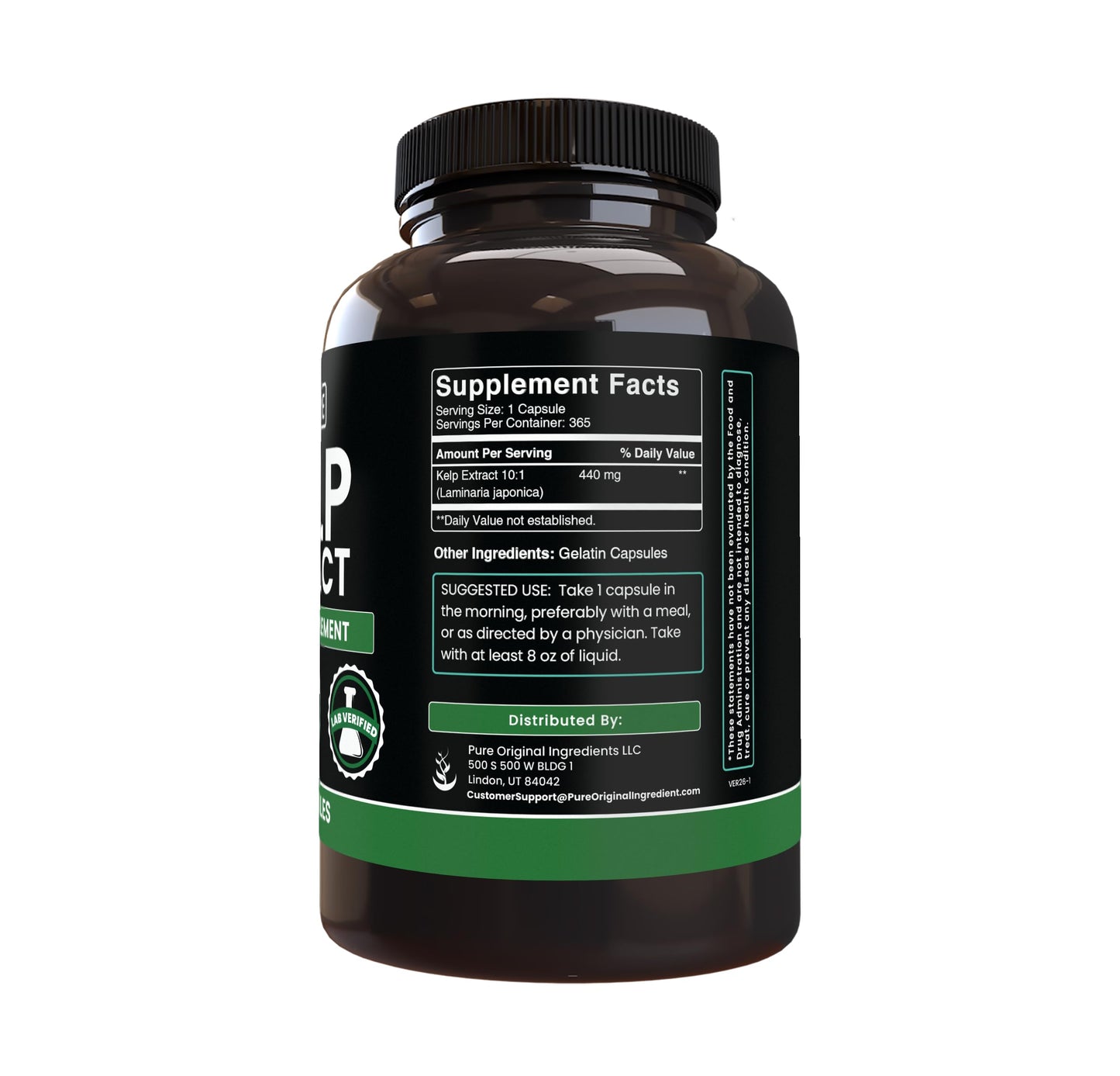 Pure Original Ingredients Kelp Extract Capsules, 365 Capsules