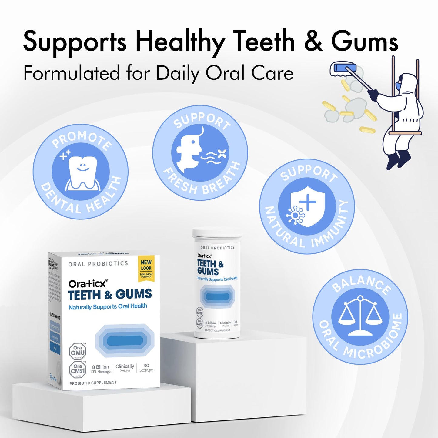 OraTicx Teeth & Gums Oral Probiotics Lozenges, 60 Count
