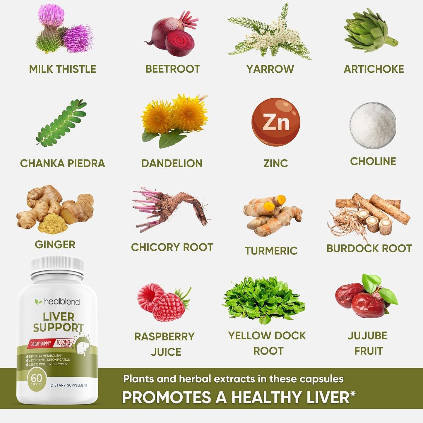 healblend Liver Support - Natural Milk Thistle and Zinc Supplement, 60 Capsules