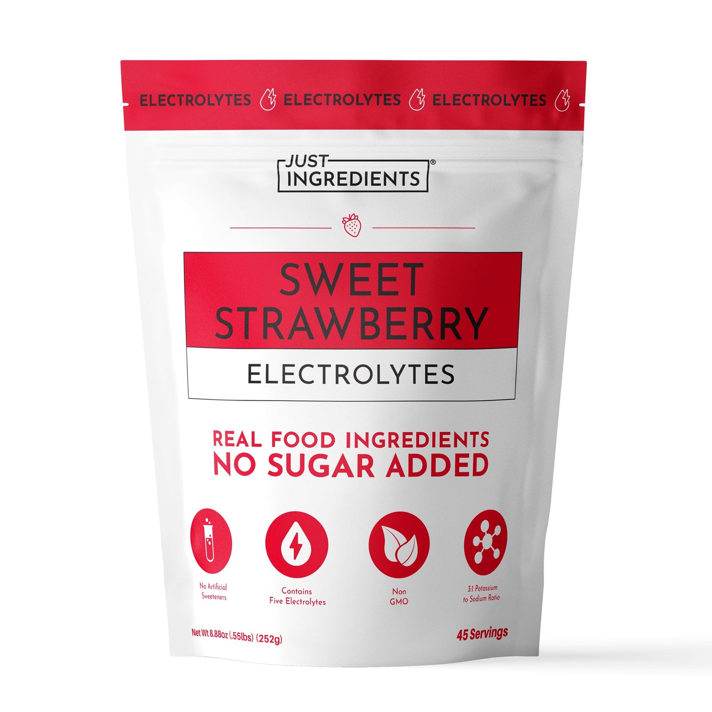 JUST INGREDIENTS Sweet Strawberry Electrolytes Powder 8.88 oz