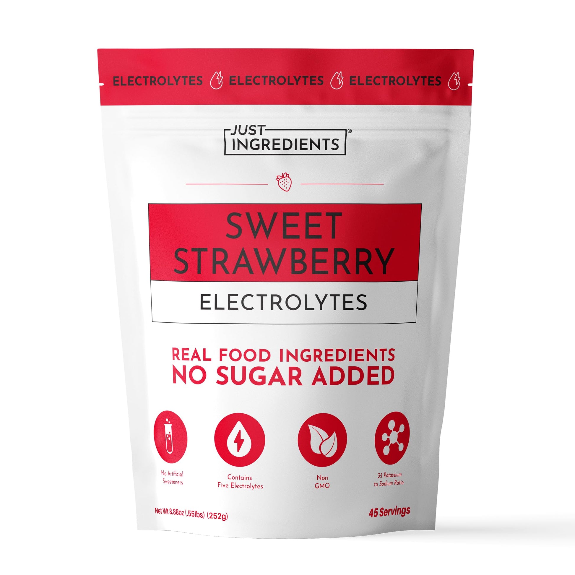 JUST INGREDIENTS Sweet Strawberry Electrolytes Powder 8.88 oz