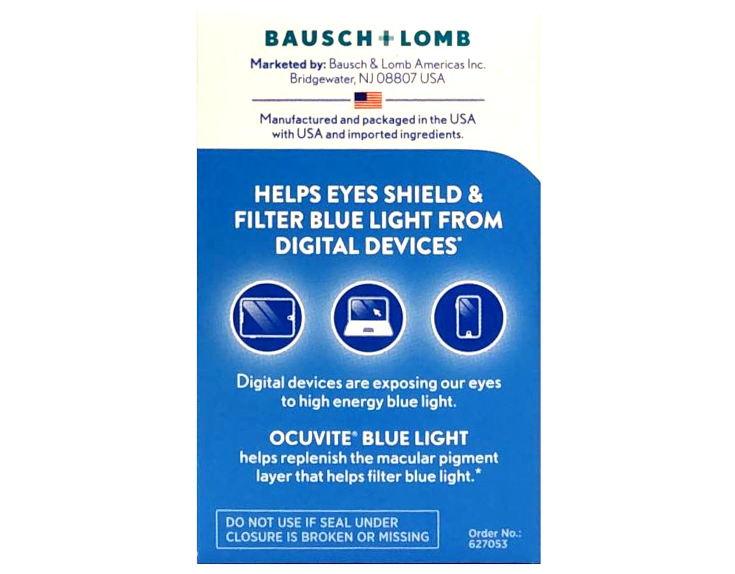 Bausch + Lomb Ocuvite Blue Light Eye Health – Mini Soft Gels with 25 mg Lutein + 5 mg Zeaxanthin, 30 Softgels