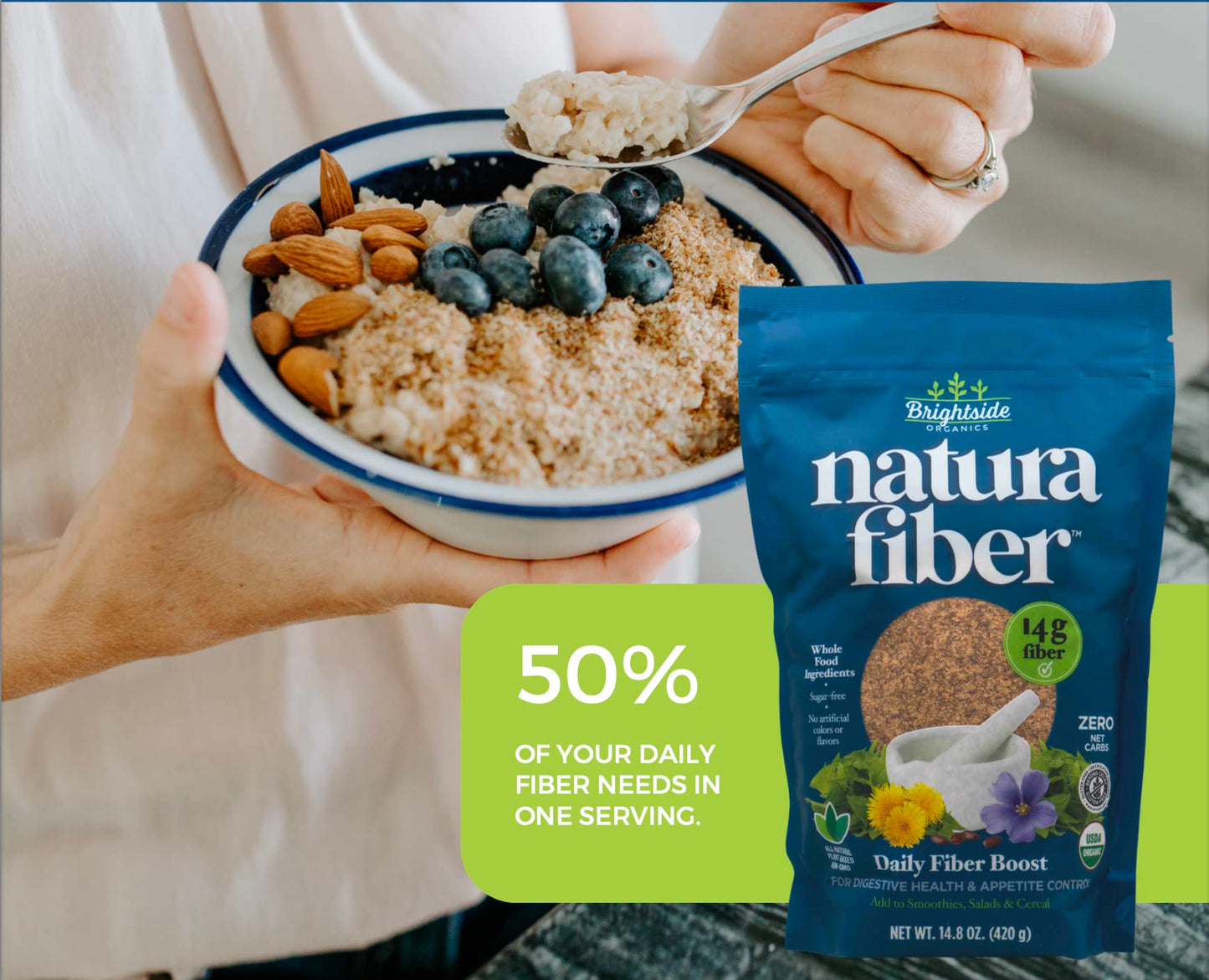 Natura Fiber All-Natural Organic Fiber Powder Supplement, 14.8 Ounce