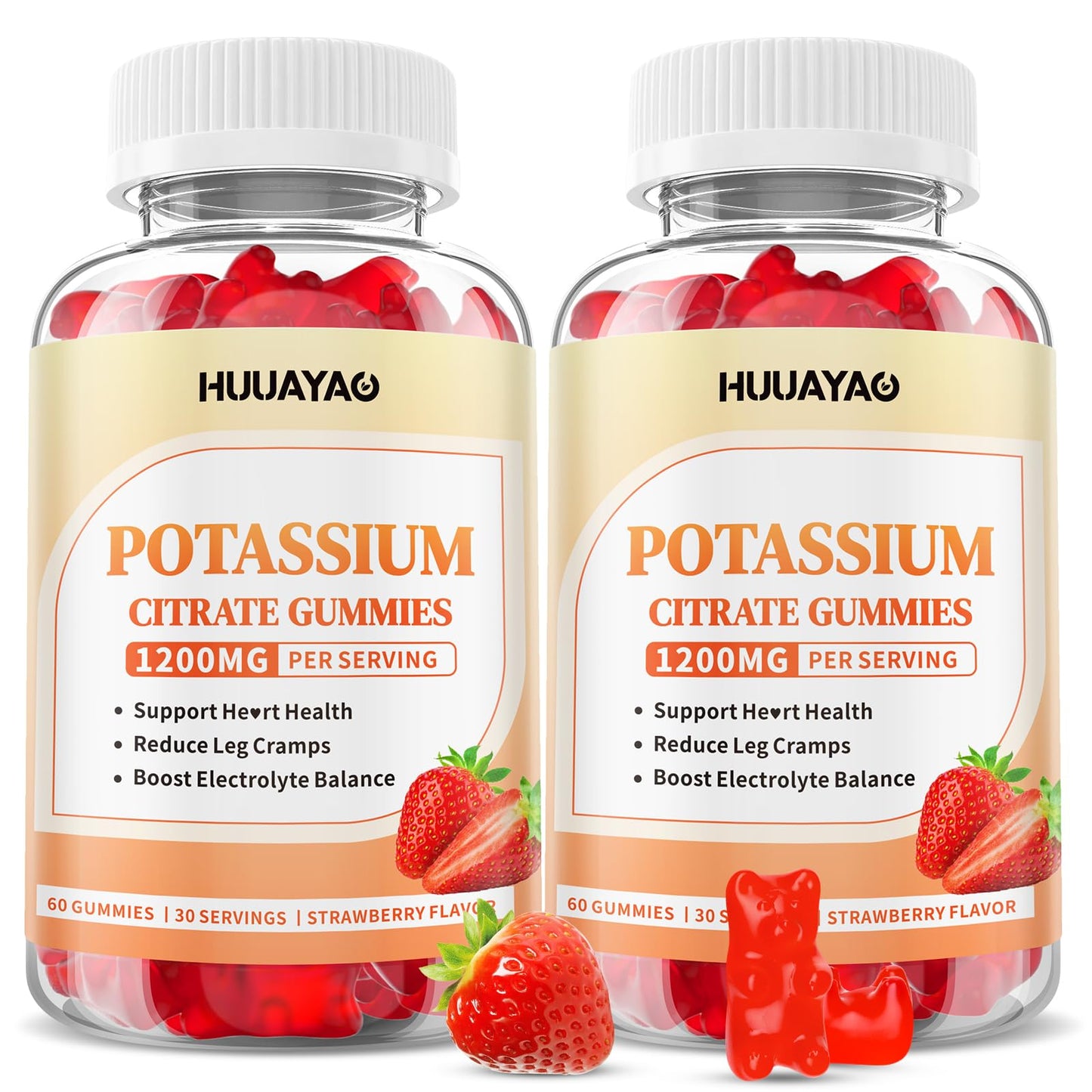 HUUAYAO Potassium Citrate Gummies 1200mg, 120 Count