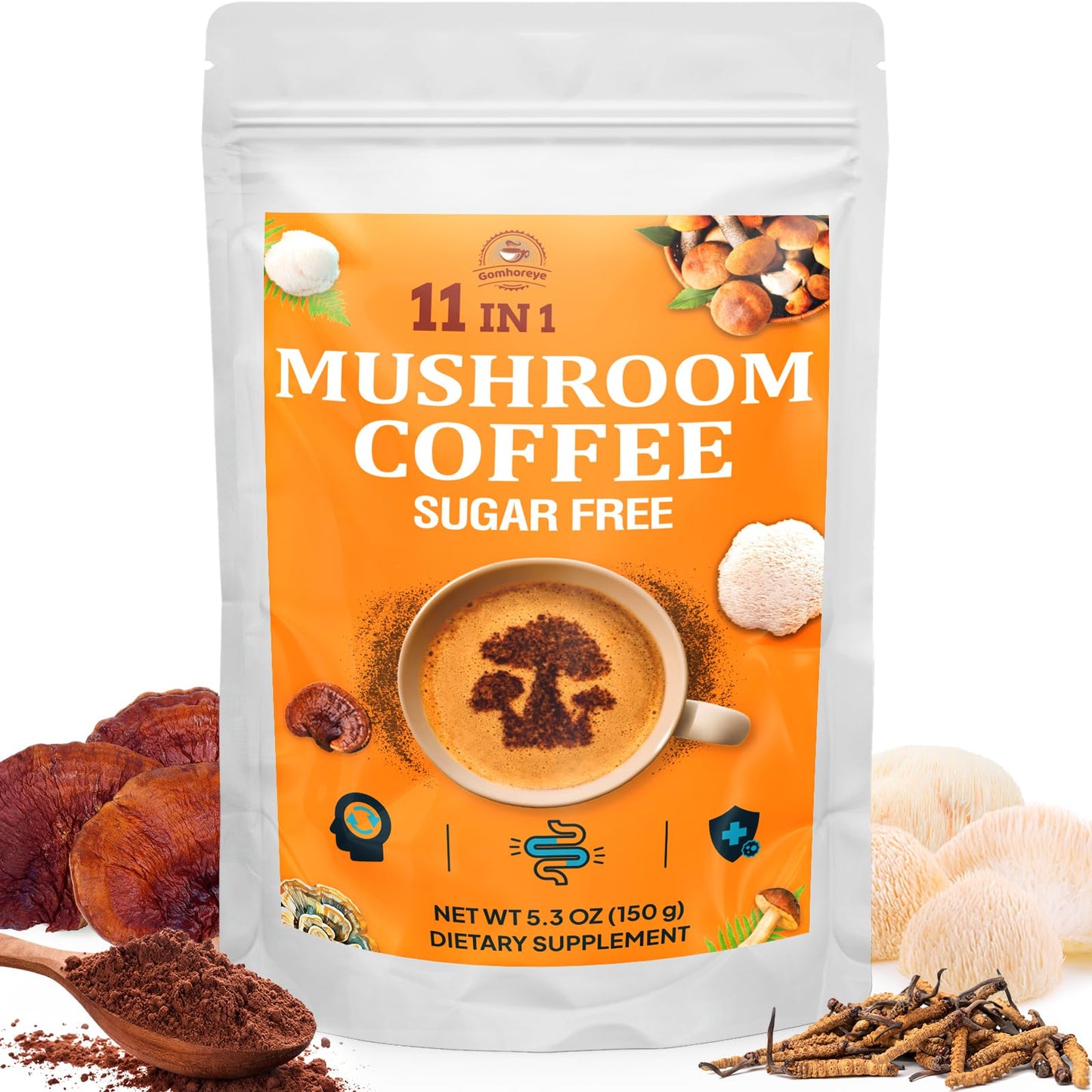 Gomhoreye Mushroom Coffee Organic with 11 Superfood Mushrooms Powder 5.3 oz