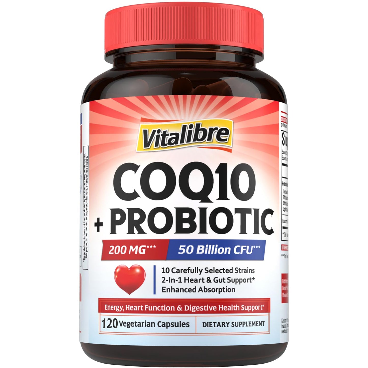 Vitalibre CoQ10 200 mg with Probiotics Capsule, 120 Count