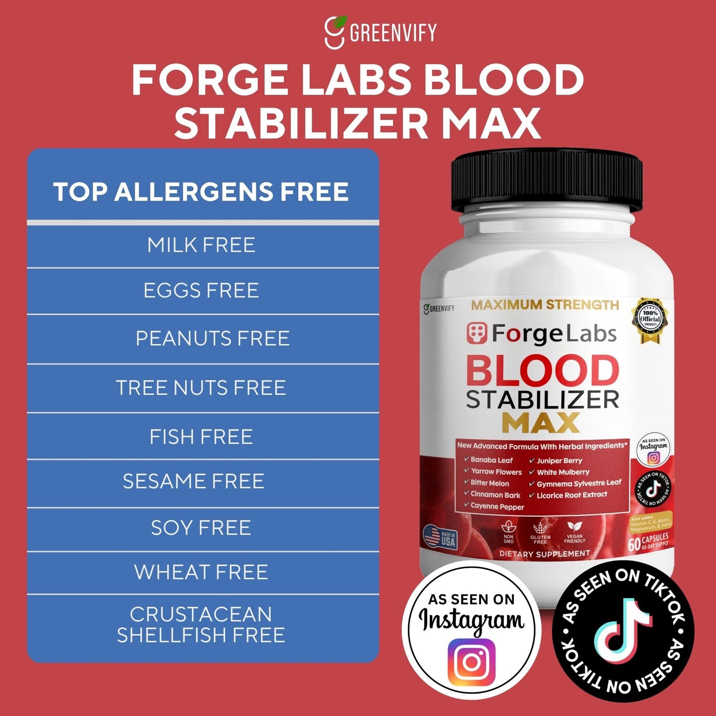 GREENVIFY ForgeLabs Blood Stabilizer Max Capsule, 60 Veggie Capsules